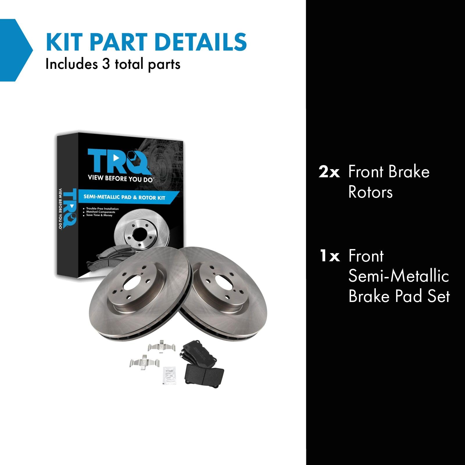 Trq Front Brake Pad & Rotor Kit Brake Pads Brake Rotor Semi-Metallic Compatible With 2007-2014 Subaru Impreza 2015-2017 Wrx Sti