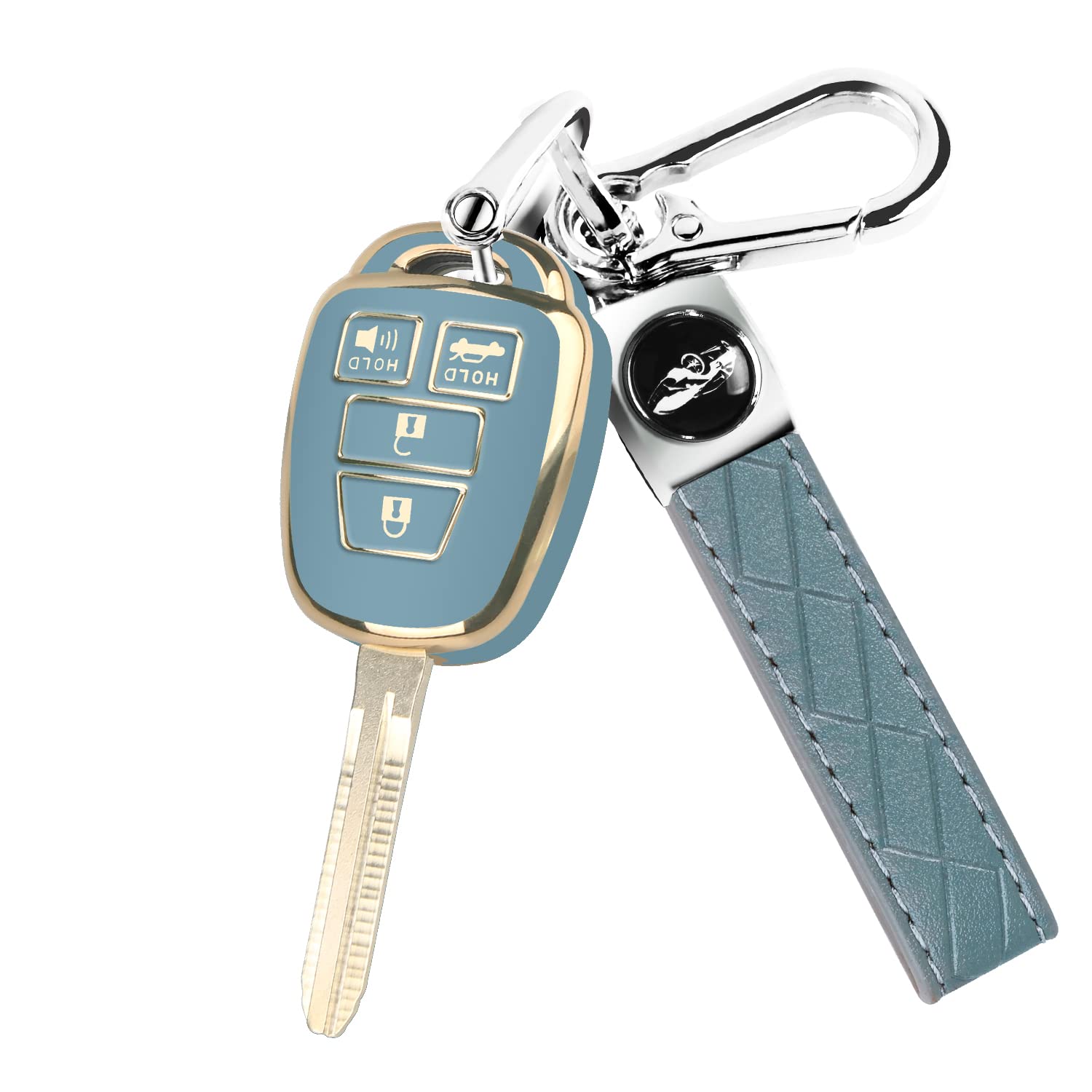 Mild East For Toyota Key Fob Cover With Metal Key Chain, Soft Tpu Easy To Press Key Fob Shell Case For 2012-2019 Camry Corolla R
