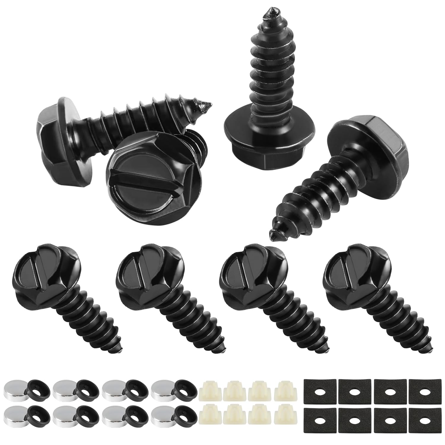 Livtee Rustproof License Plate Screws For Securing License Plates Frames And Covers On Cars And Trucks, 8 Sets Premium Stainless