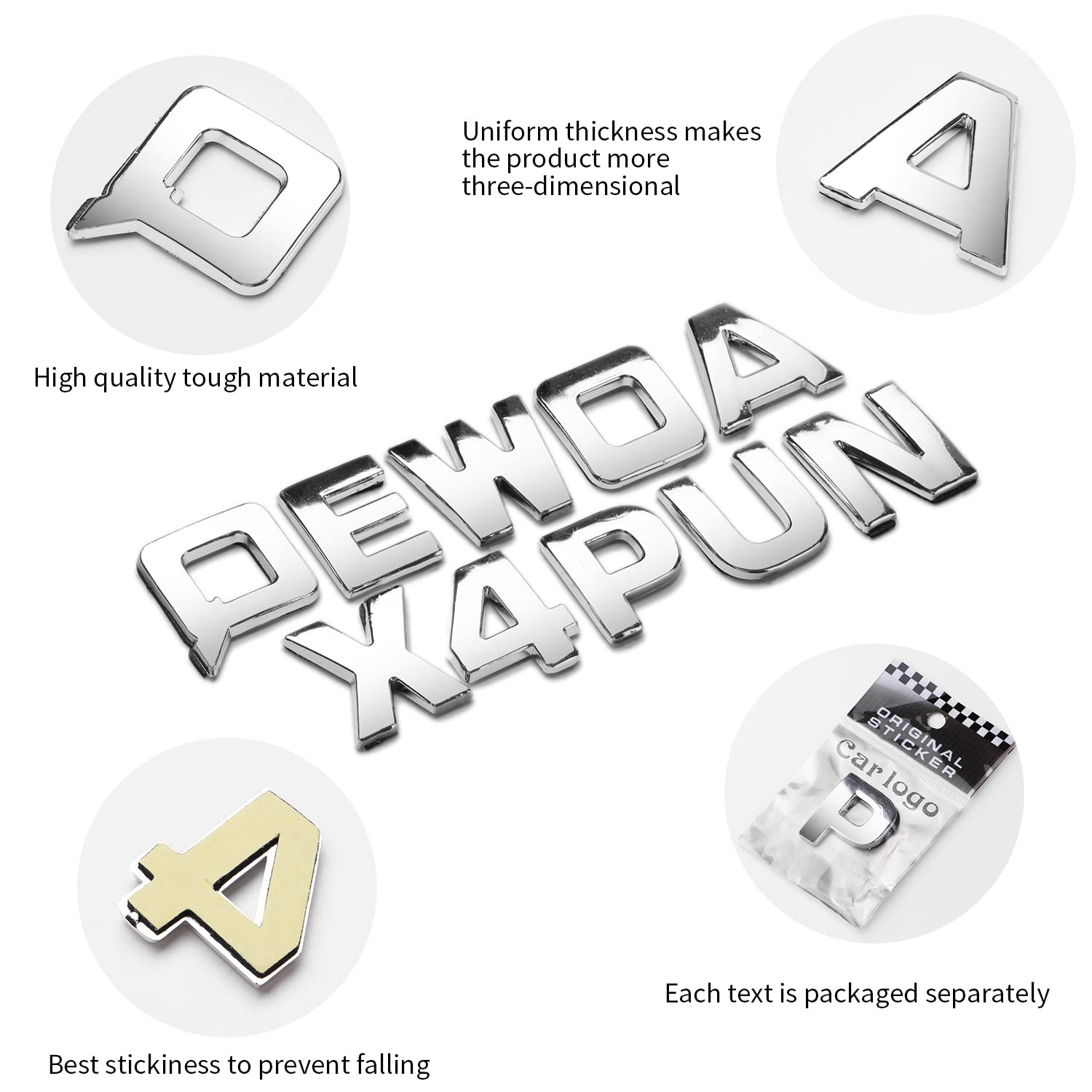 Lamoutor 43Pcs Car Emblem Letters Sticker Diy 3D Chrome Number Symbol Badge Decal