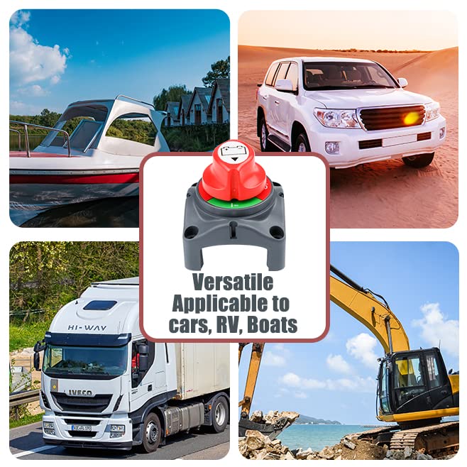 275A Battery Disconnect Switch, 12-48V Battery Shut Off Switch with Installation Accessories, Battery Cut Off Kill Switch for Ca