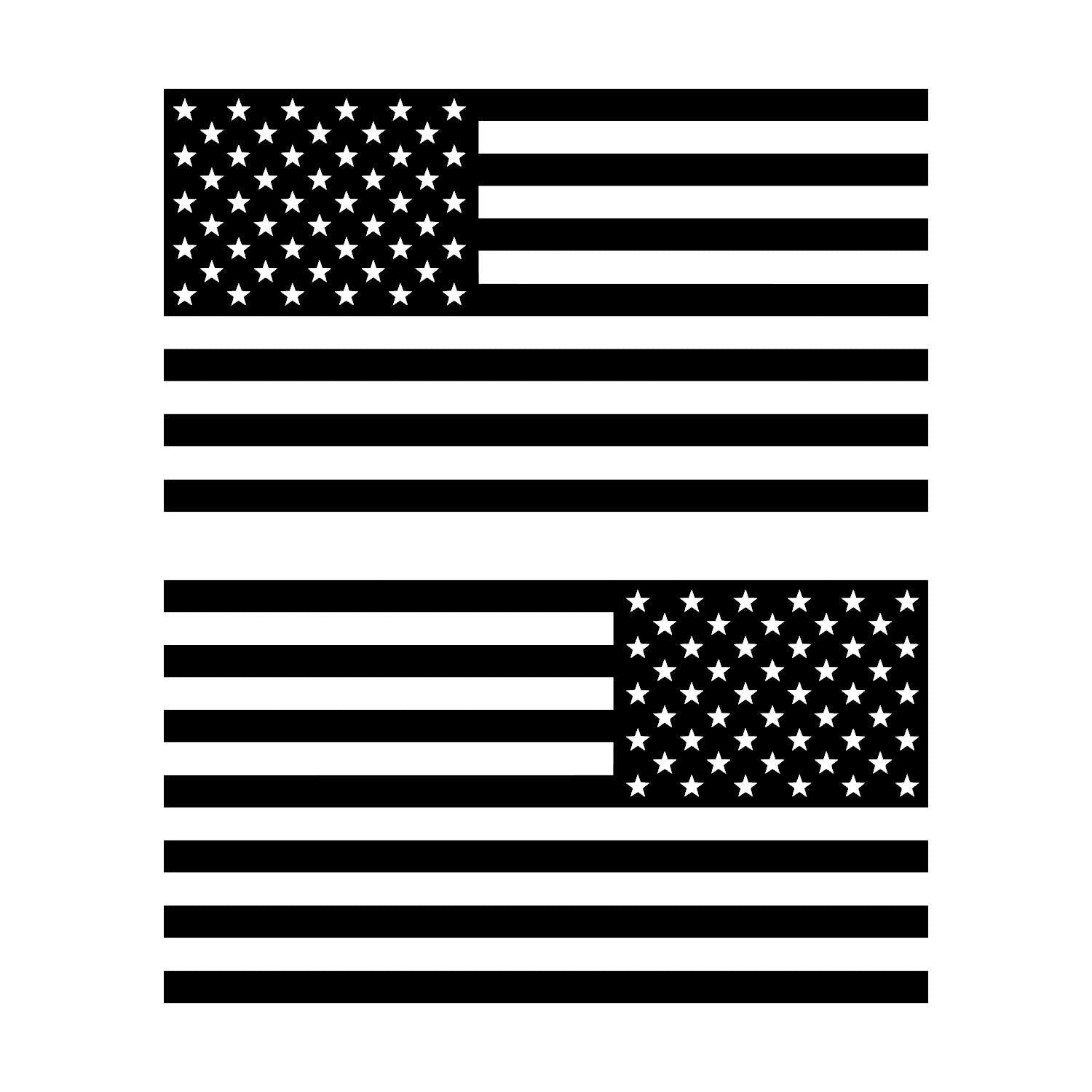 American Us Flag [Pick Color/Size] Vinyl Decal Sticker For Laptop/Car/Truck/Window/Bumper (5In Subdued Pair, Matte Black)