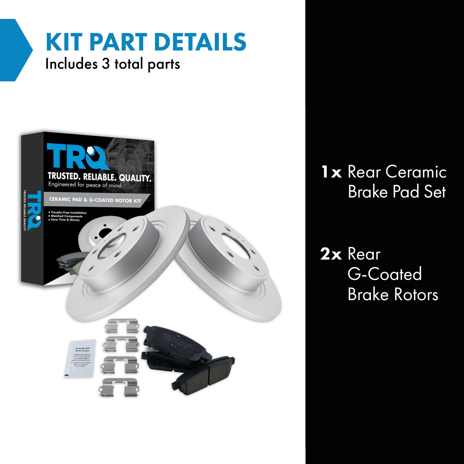 Trq Rear Brake Pad & Rotor Kit Brake Pads Brake Rotor Ceramic Premium G-Coated Compatible With 2016-2019 Buick Cascada 2012-2017