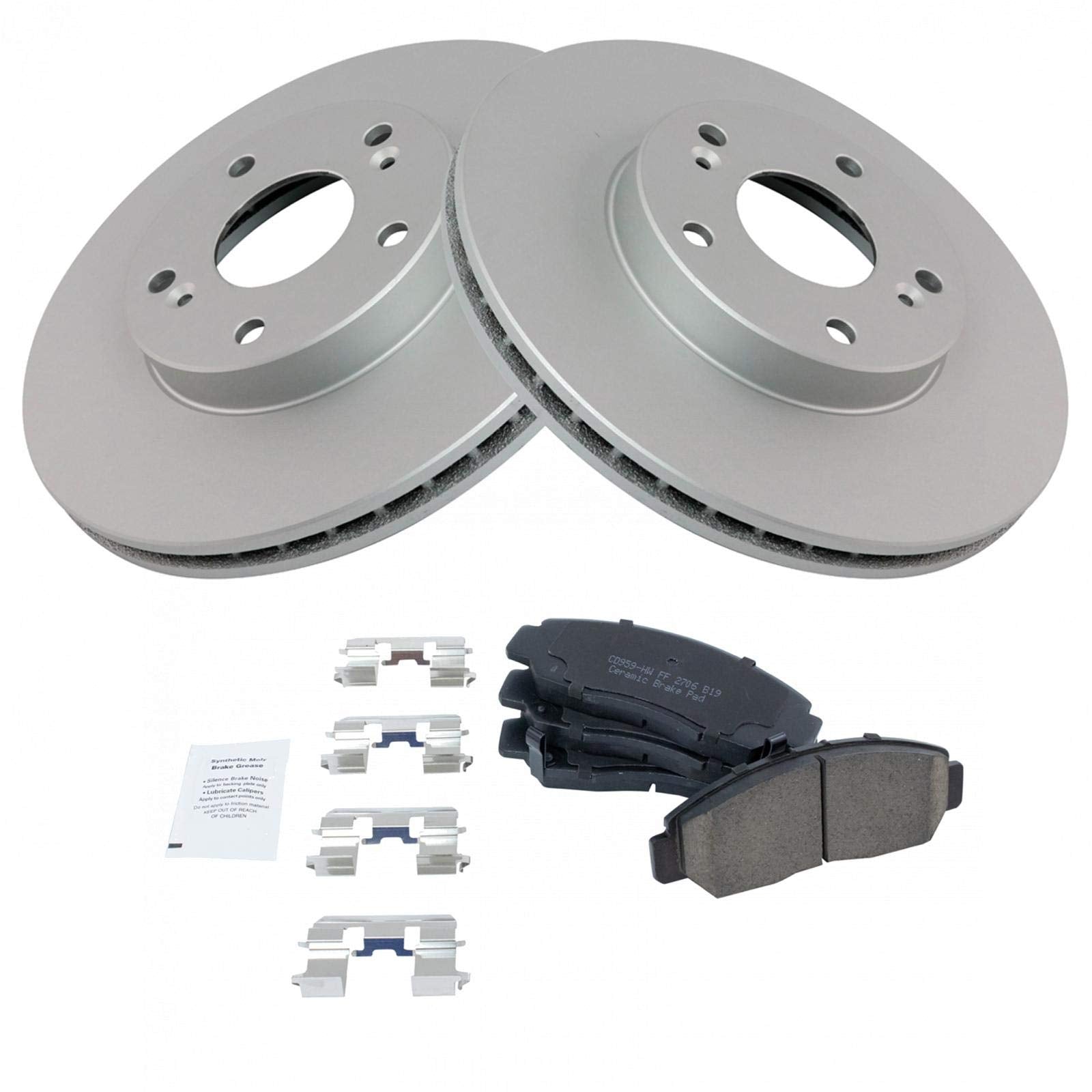 Trq Front Brake Pad & Rotor Kit Brake Pads Brake Rotor Ceramic Premium G-Coated Compatible With 2003-2007 Honda Accord 2006-2010