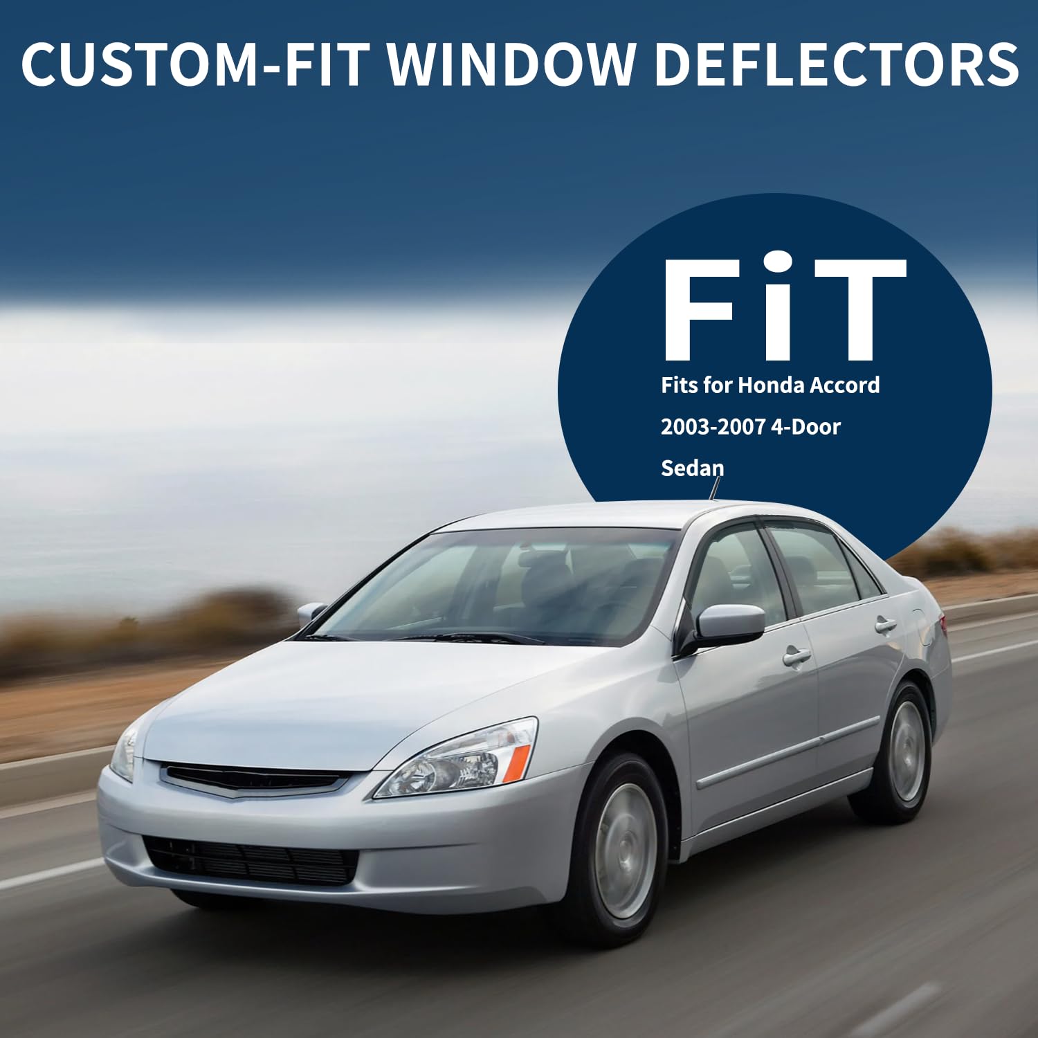 4PCS Rain Guards Window Visors Fit for 2003-2007 Honda Accord 4-Door Sedan, 94943, Outside Mount Wind Deflector Vent Shade Shiel