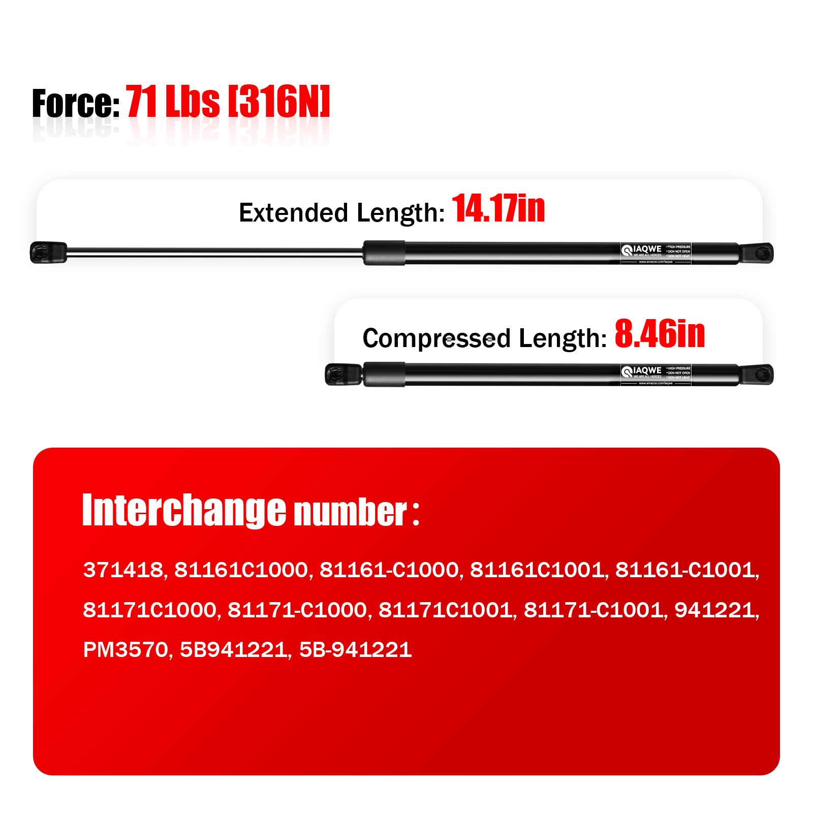 Iaqwe Front Hood Lift Supports Struts Pm3570 Car Hood Holder Gas Spring Replacement For 2015 2016 2017 Hyundai Sonata Eco/Gl/Gls