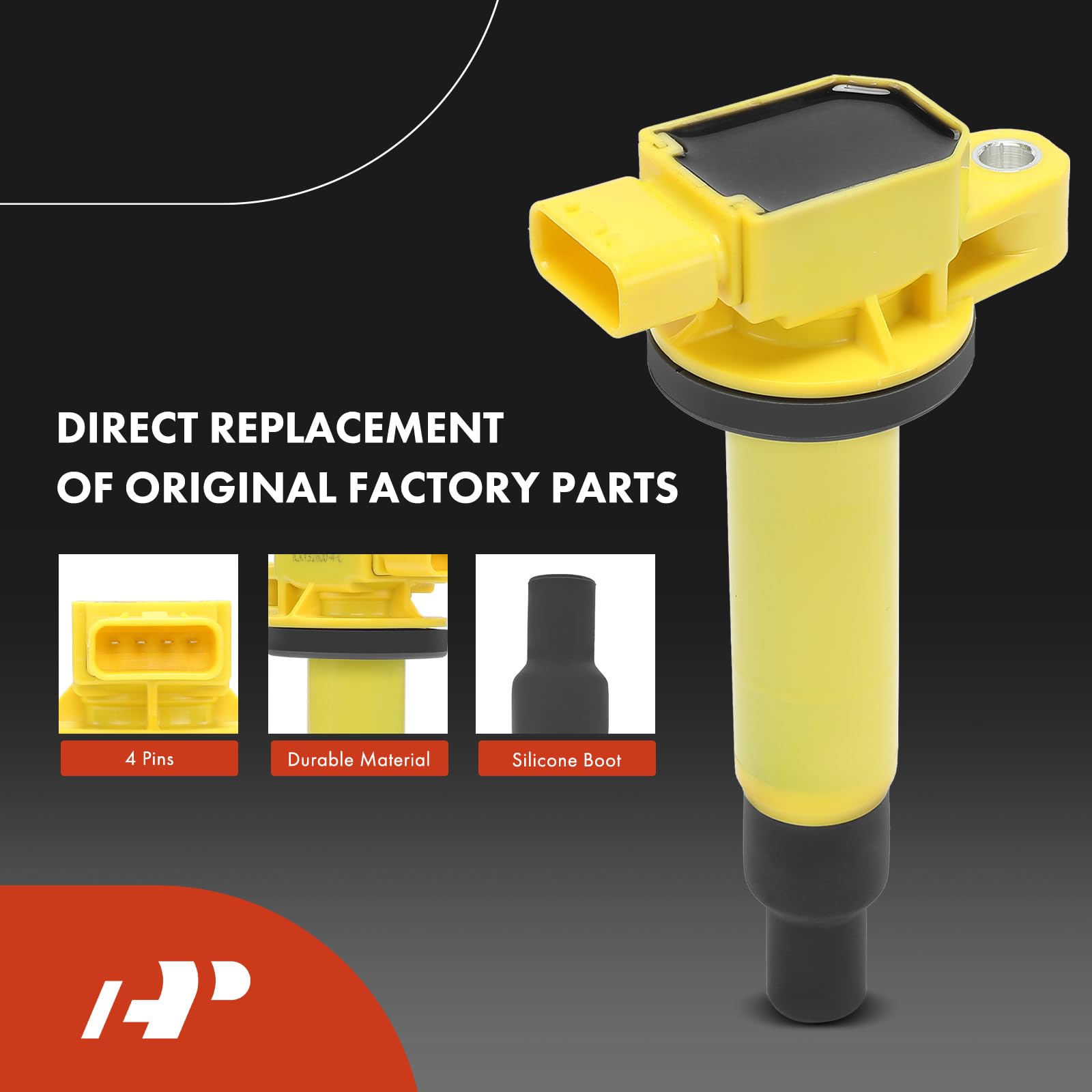 A-Premium (Yellow) Set Of 8 Ignition Coil Pack And Iridium Spark Plugs Compatible With Toyota Prius 2001-2009, Yaris 2006-2018,