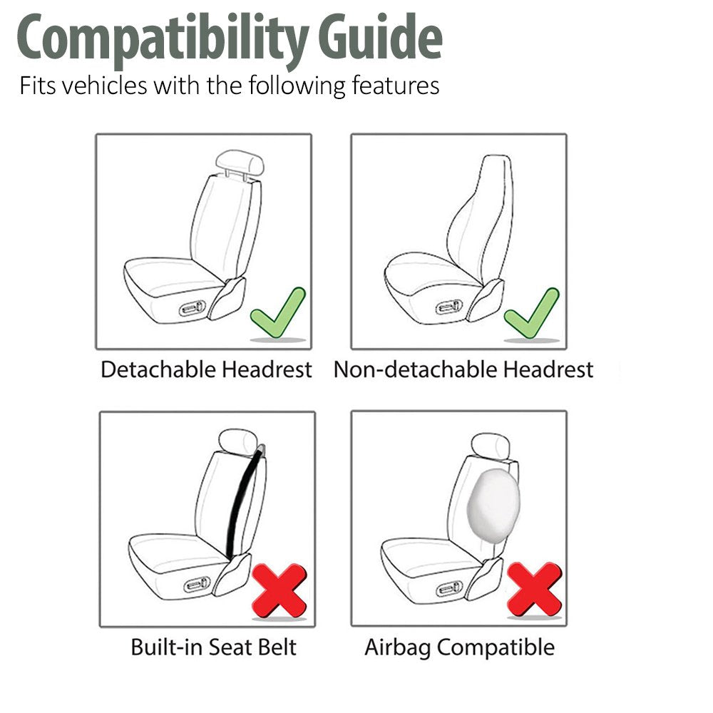 FH Group Front Set Cloth Car Seat Covers for Bucket Seats 1 Piece Seat Cover, Universal Fit, Washable Seat Covers for SUV, Sedan