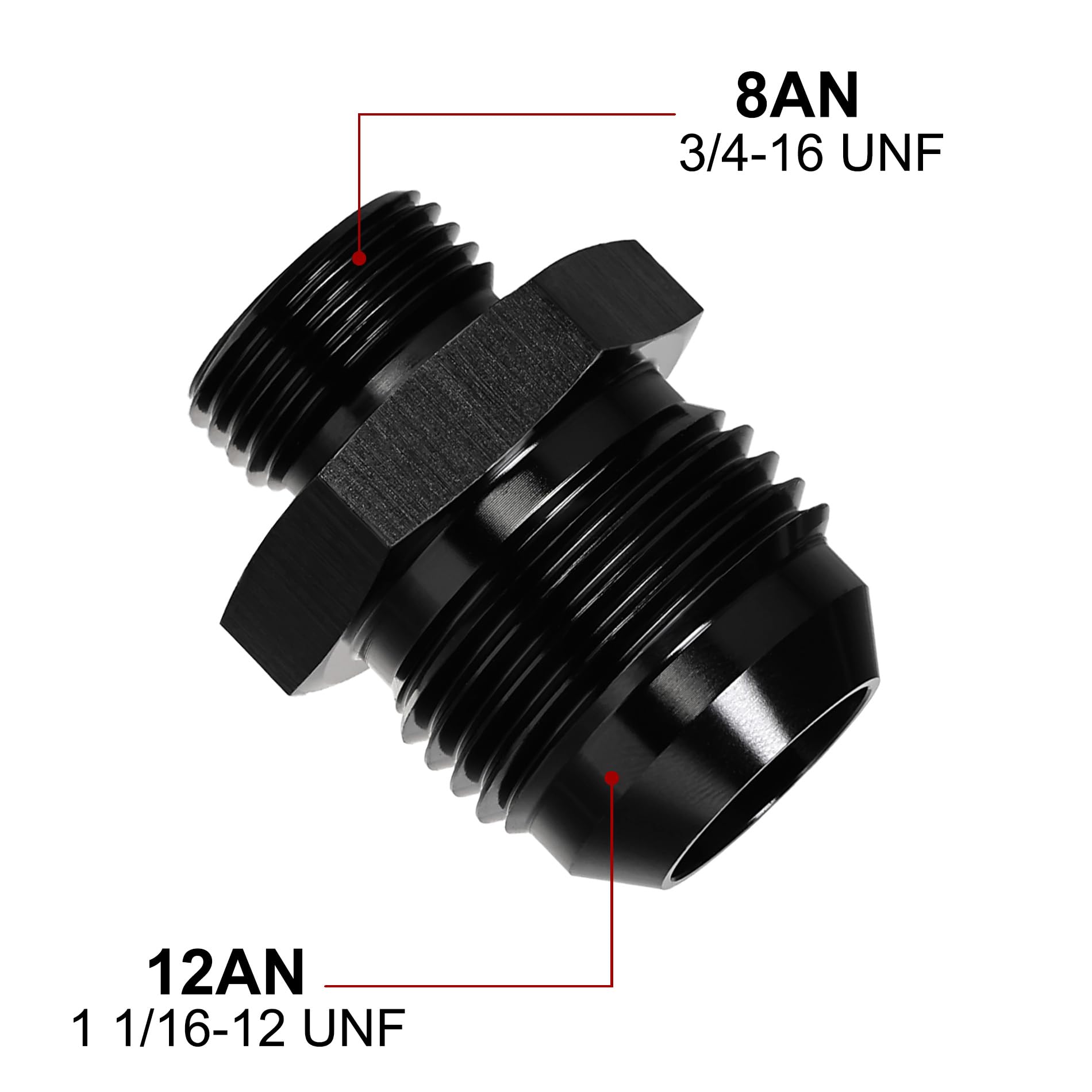 Evil Energy 12An Flare To 8An Orb Male Fuel Rail Adapter Fitting Black