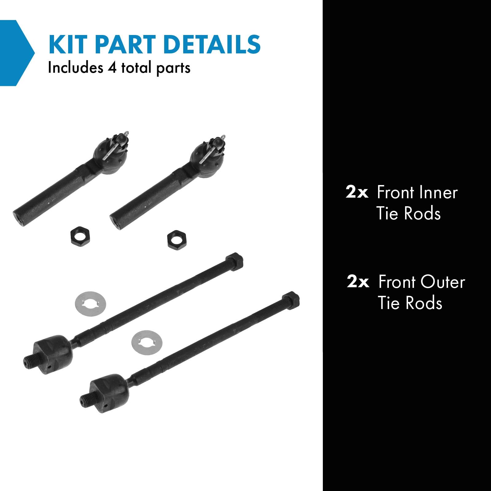 Trq Front Tie Rod Set Compatible With 2003-2006 Subaru Baja 1993-1997 Impreza 1993-2004 Legacy 2000-2004 Outback