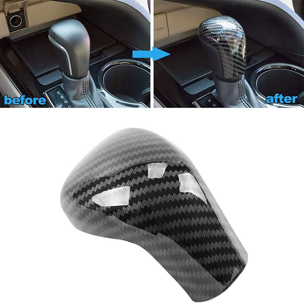 Machswon Car Gear Shift Knob Cover Carbon Fiber Automatic Shift Knob Head Fit For 2018-2021 Toyota Camry Avalon Corolla