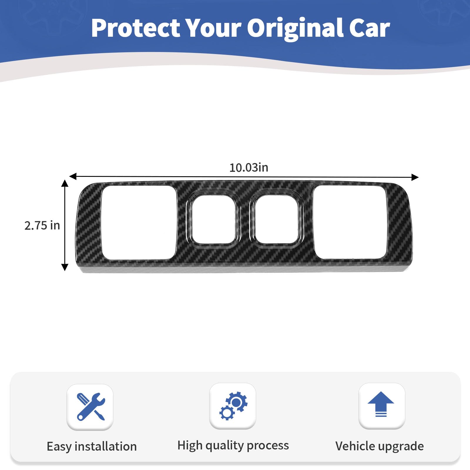 RT-TCZ Carbon Fiber Center Console Trim for Silverado/GMC Sierra 2014-2018, Black, ABS Plastic, Model Zhao-szzt08527