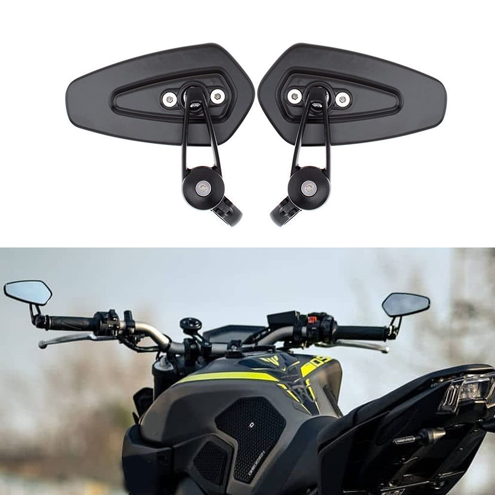Rich Choices Black 22mm 7/8 Bar End Rear View Mirrors for GROM, MSX125, CB500F, Z125 Pro, Z650, Z750, Z800,