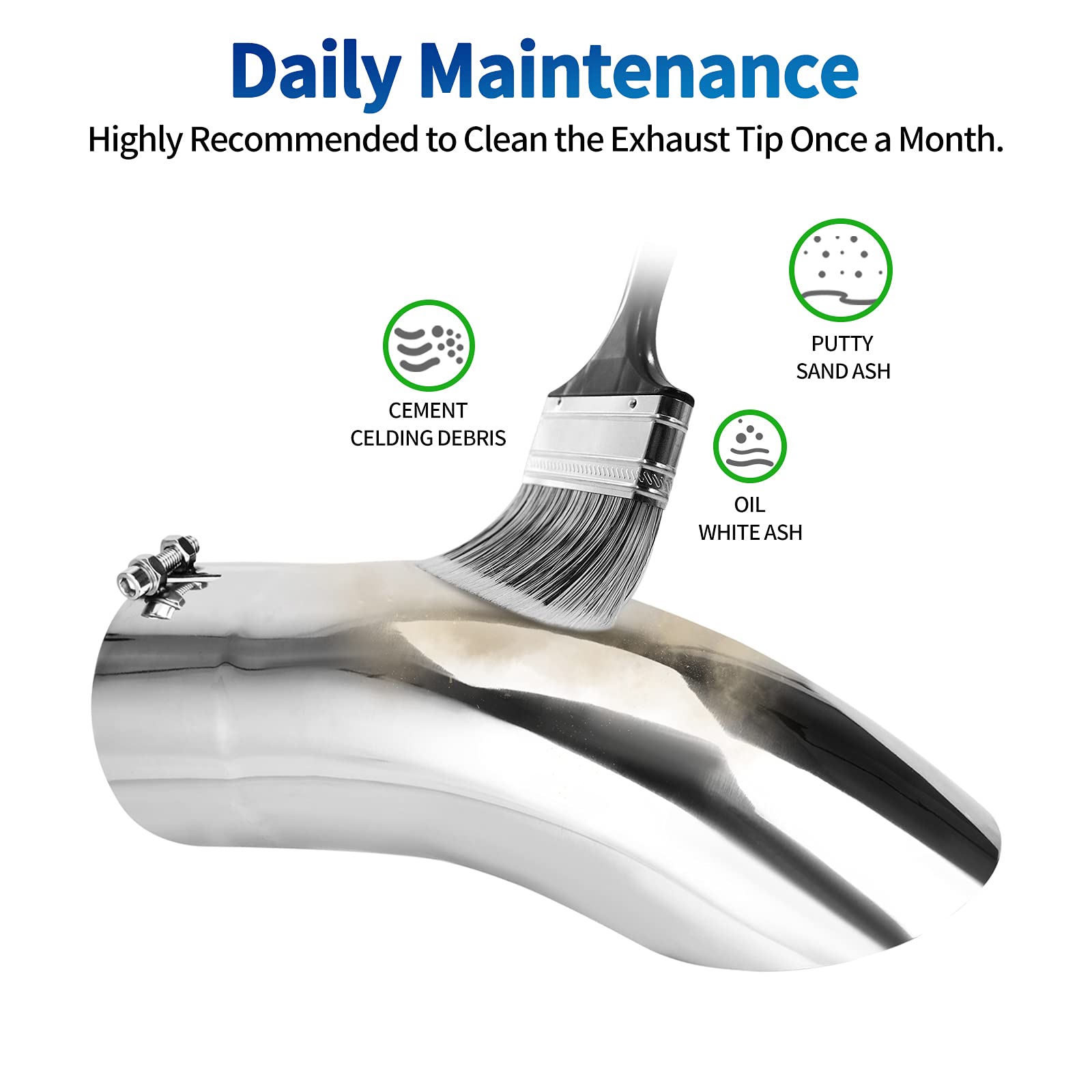 Autosaver88 5 Inch Inlet Exhaust Tip, 5 Inlet 5 Outlet 15 Overall Length Stainless Steel Exhaust Tips Chrome Polished Tailpipe