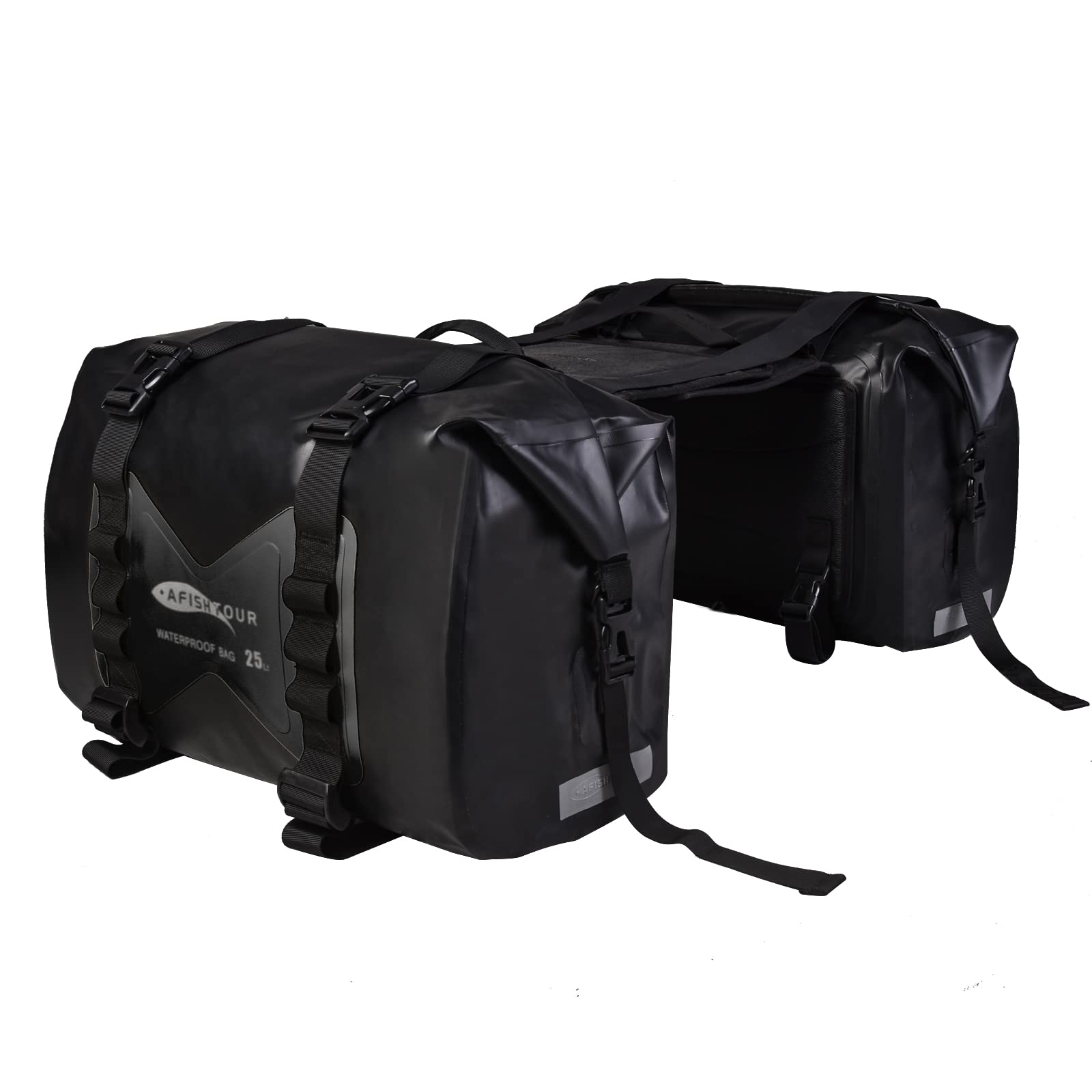 AFISHTOUR Waterproof Motorcycle Saddlebags - 50L Motorcycle Luggage Bags for Motorbike Travel - Motorcycle Panniers Bags - Detac