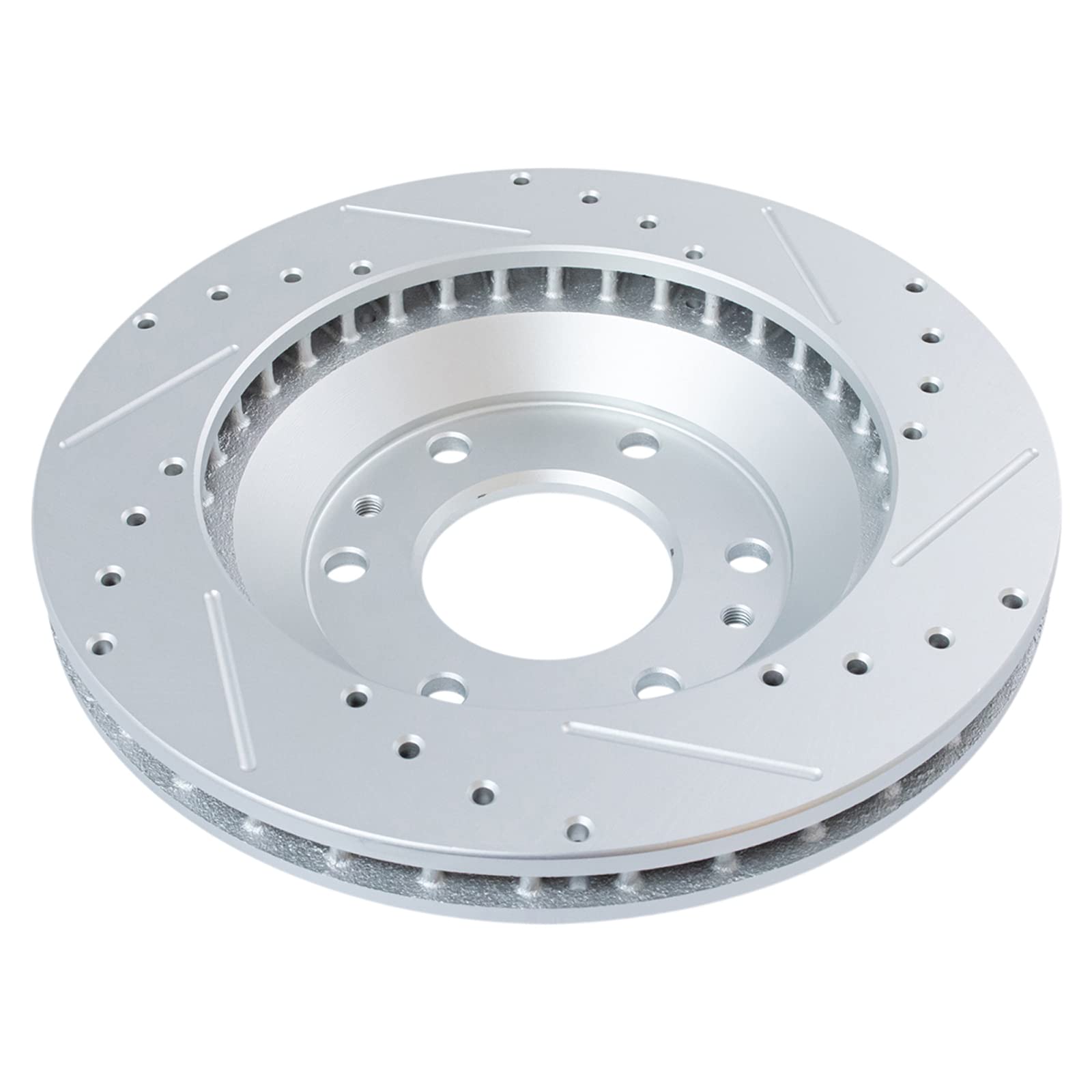 Trq Performance Drilled Slotted Front Coated Brake Rotor Pair For Chevy Suv
