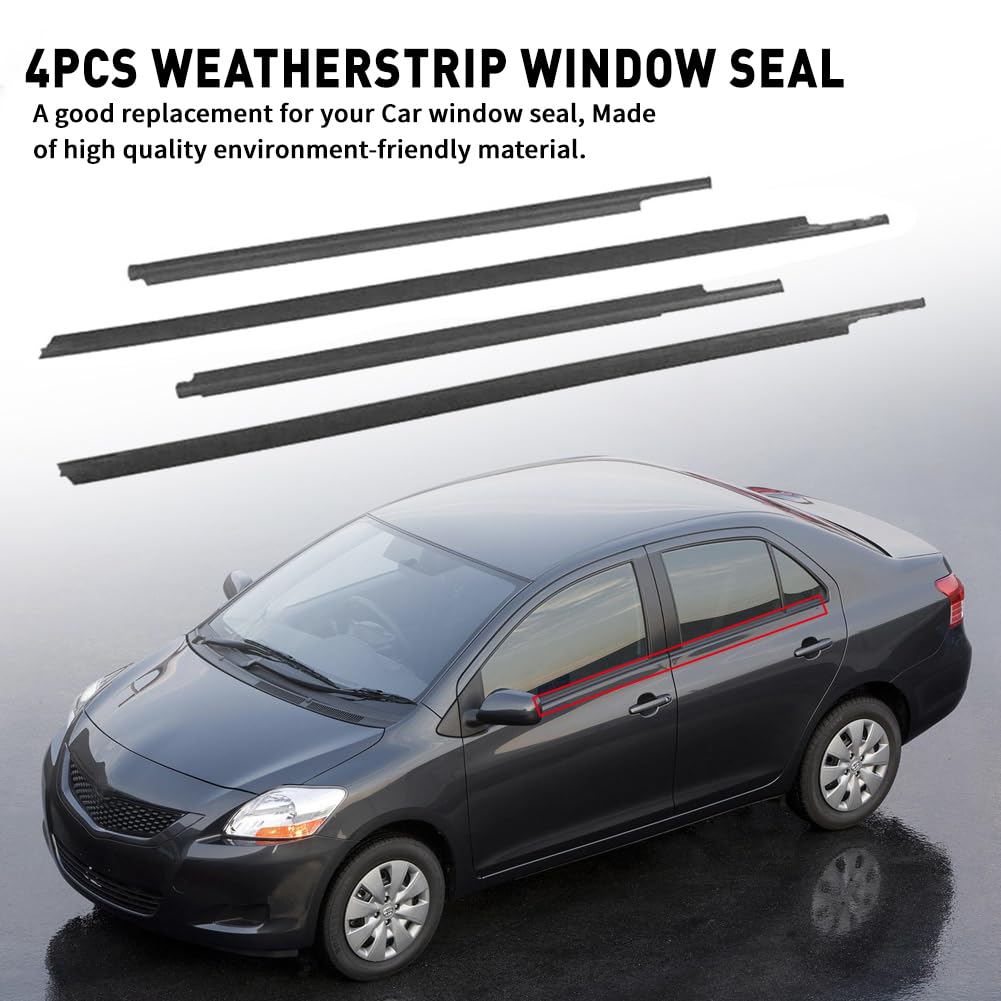 GZYF 4 PCS Car Window Moulding Trim Weatherstrip Window Moulding Trim Seal Belt for Toyota Yaris Sedan 4-Door 2007 2008 2009 201
