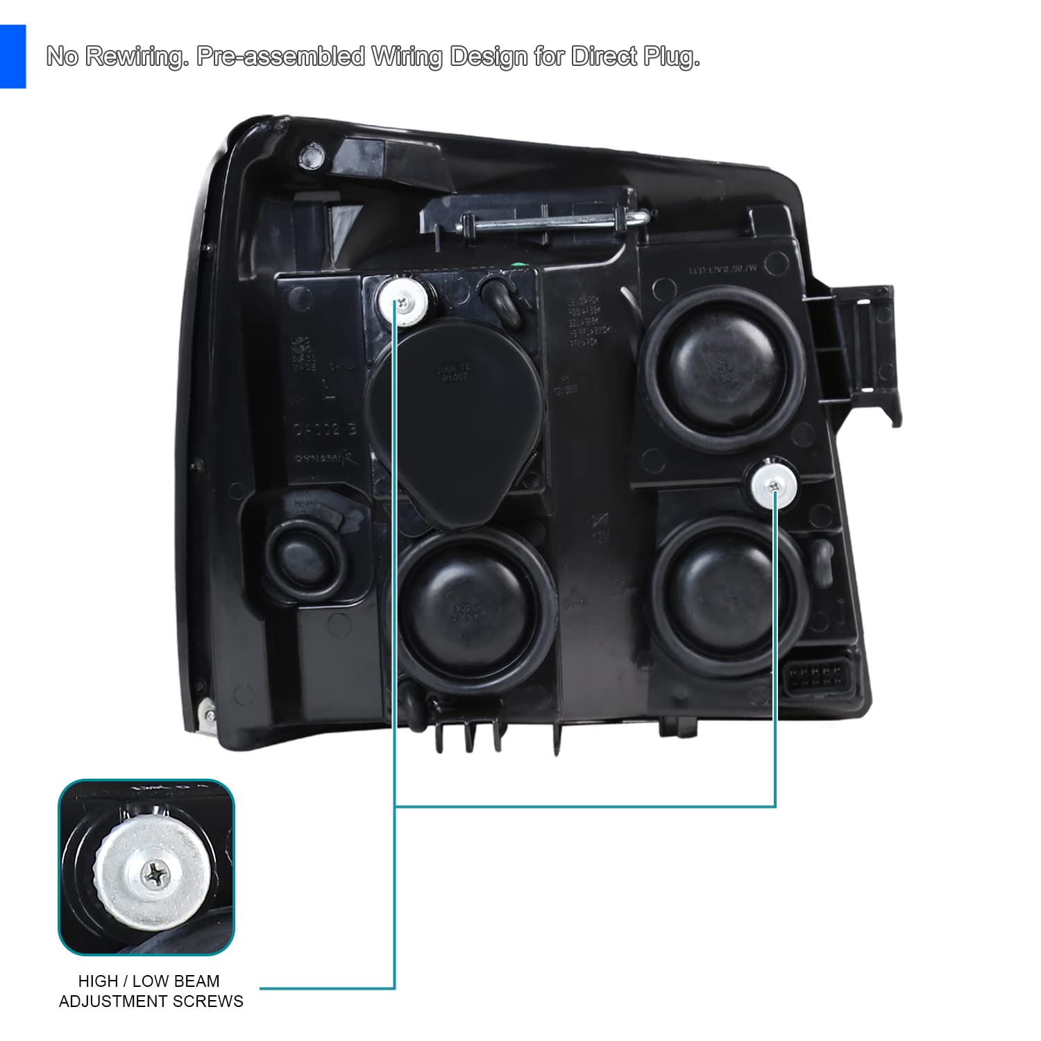 Spec-D Tuning Led Dual Halo Chrome Housing Clear Lens Headlights Compatible With 2002-2006 Cadillac Escalade All, Left + Right Pair Headlamps Assembly