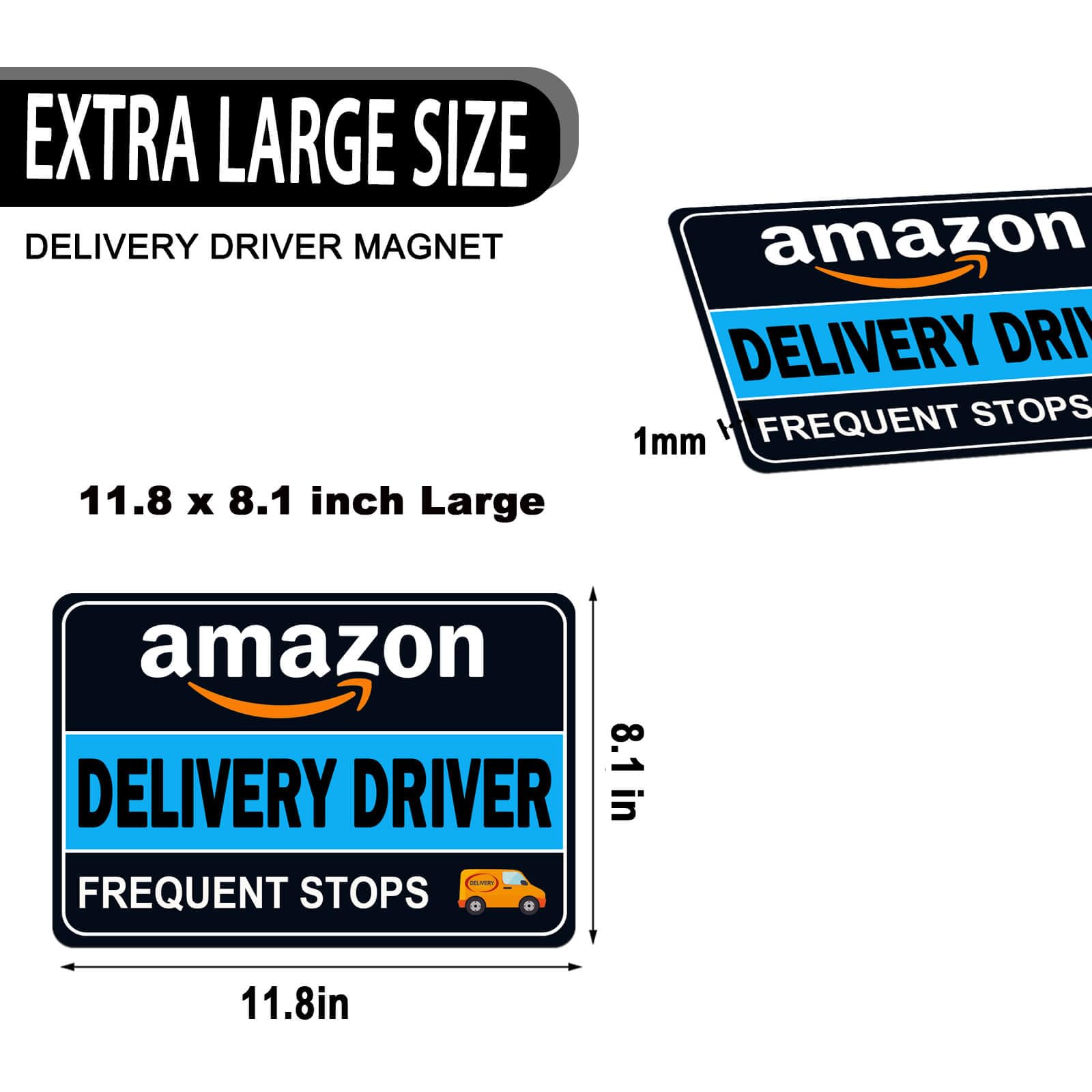 NIMONA Delivery Driver Magnet for Car - Reflective & Weather-Resistant, 11.8 x 8 inch, Blue-Black, Removable Sign (1 Pack)