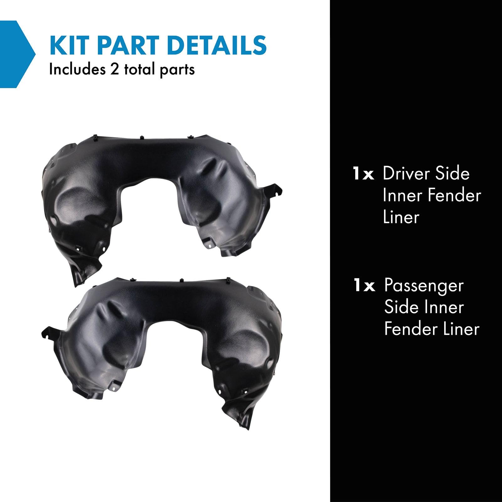 Trq Inner Fender Liner Set Compatible With 2007-2014 Volvo S80 2008-2010 V70 Vo1248113 Vo1249113