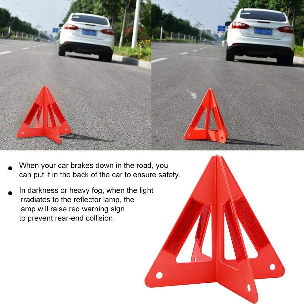 Qiilu Duokon Triangle Warning Sign, Portable Car Emergency Breakdown Reflective Warning Safety Road Stop Sign