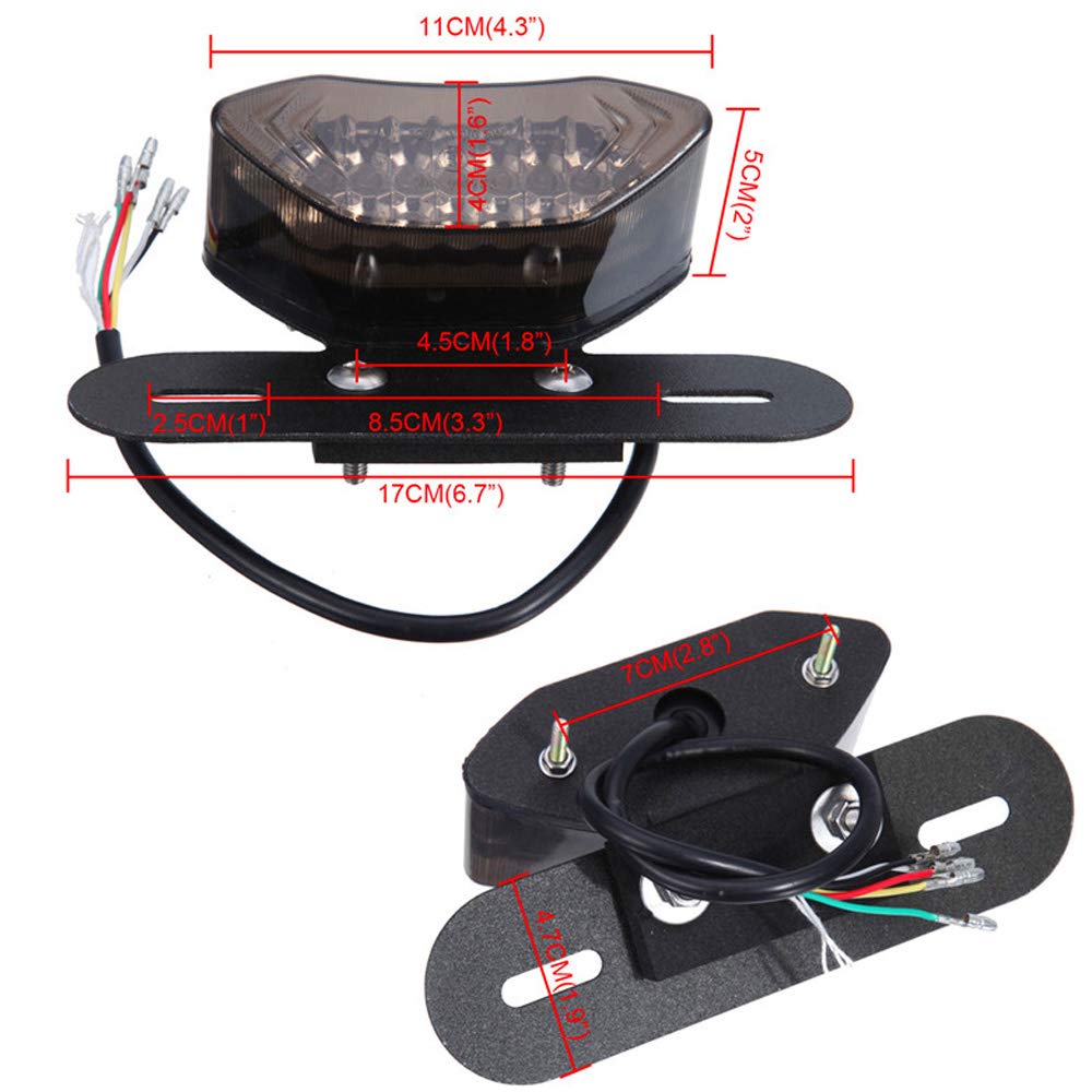 Anki Happigo 12V 16 Led Universal Motorcycle Integrated Brake Tail Running Light Turn Signla License Plate Lamp (Clear Cover)