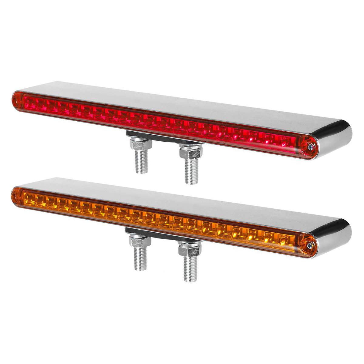Partsam 2Pcs 12'' Red/Amber LED Combo Double Face Truck Semi Trailer Light Bars 20LED Waterproof with Double Studs Sealed Truck 
