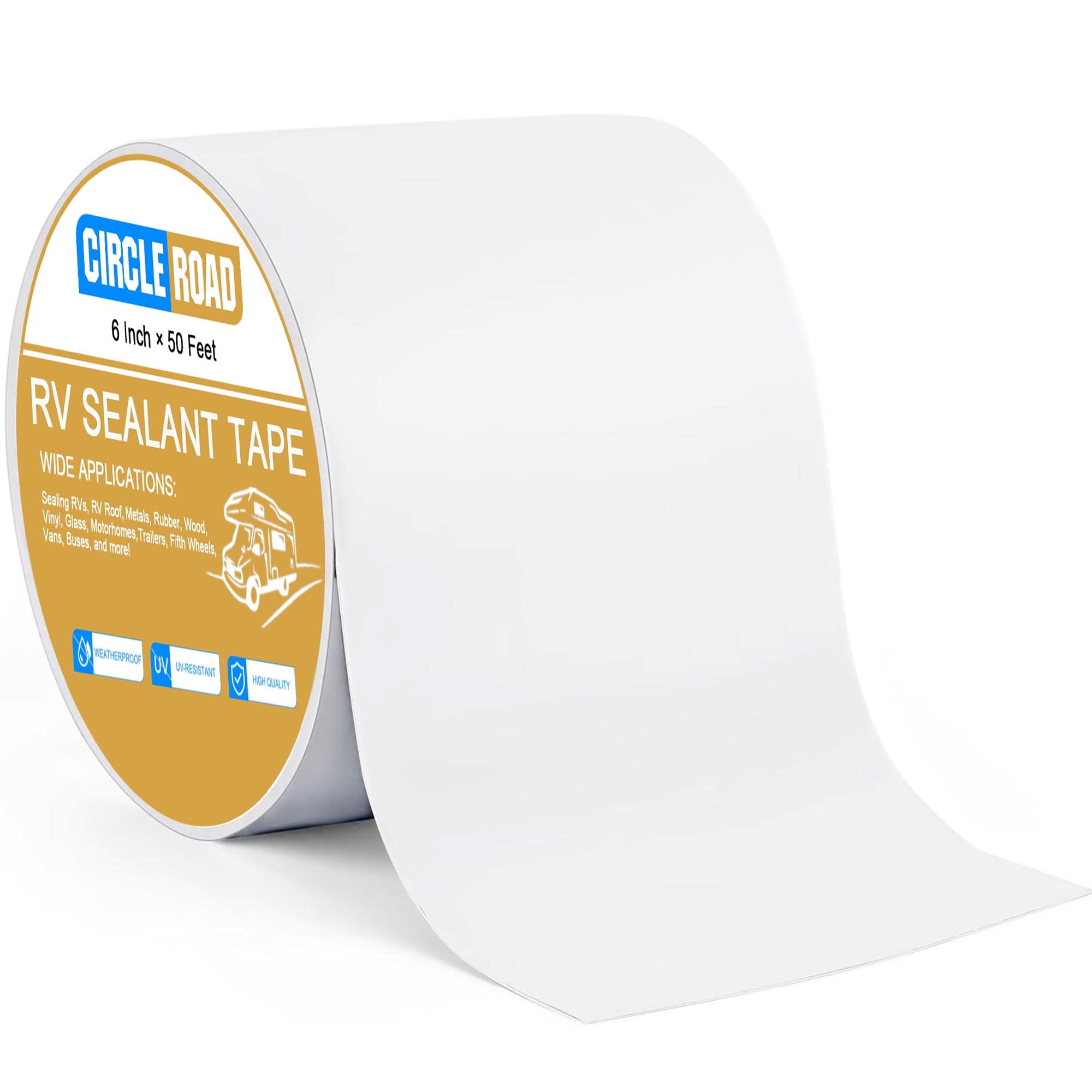 Rv Roof Tape White, 6 Inch X 50 Feet Rv Repair Sealant Tape, Stop Camper Roof Leaks, Uv-Resistant, Weatherproof And Reliable For