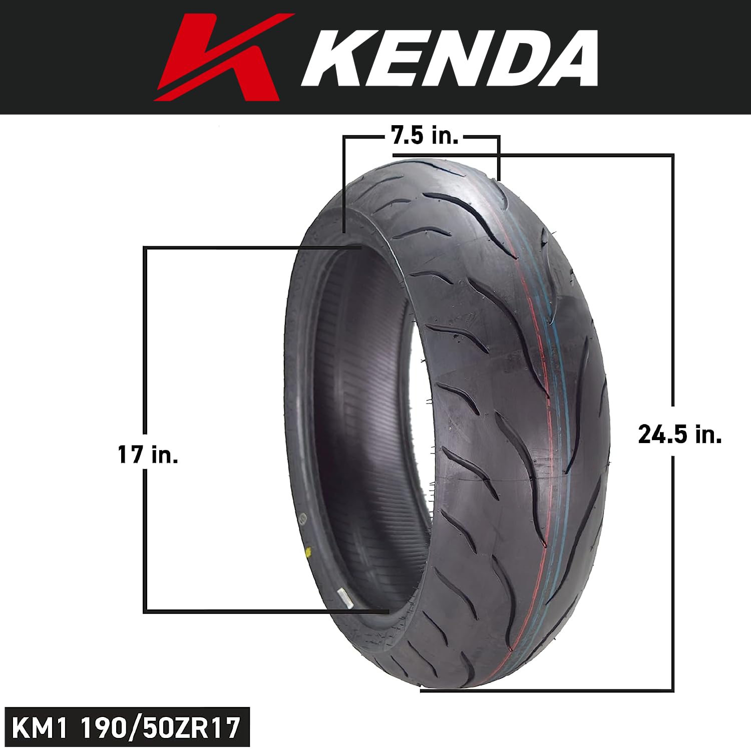 Kenda KM1 (KM001) 120/70ZR17 Front (58W) & 190/50ZR17 Rear (73W) Tires for Sport Touring Motorcycles, Radial with High-Speed Sta