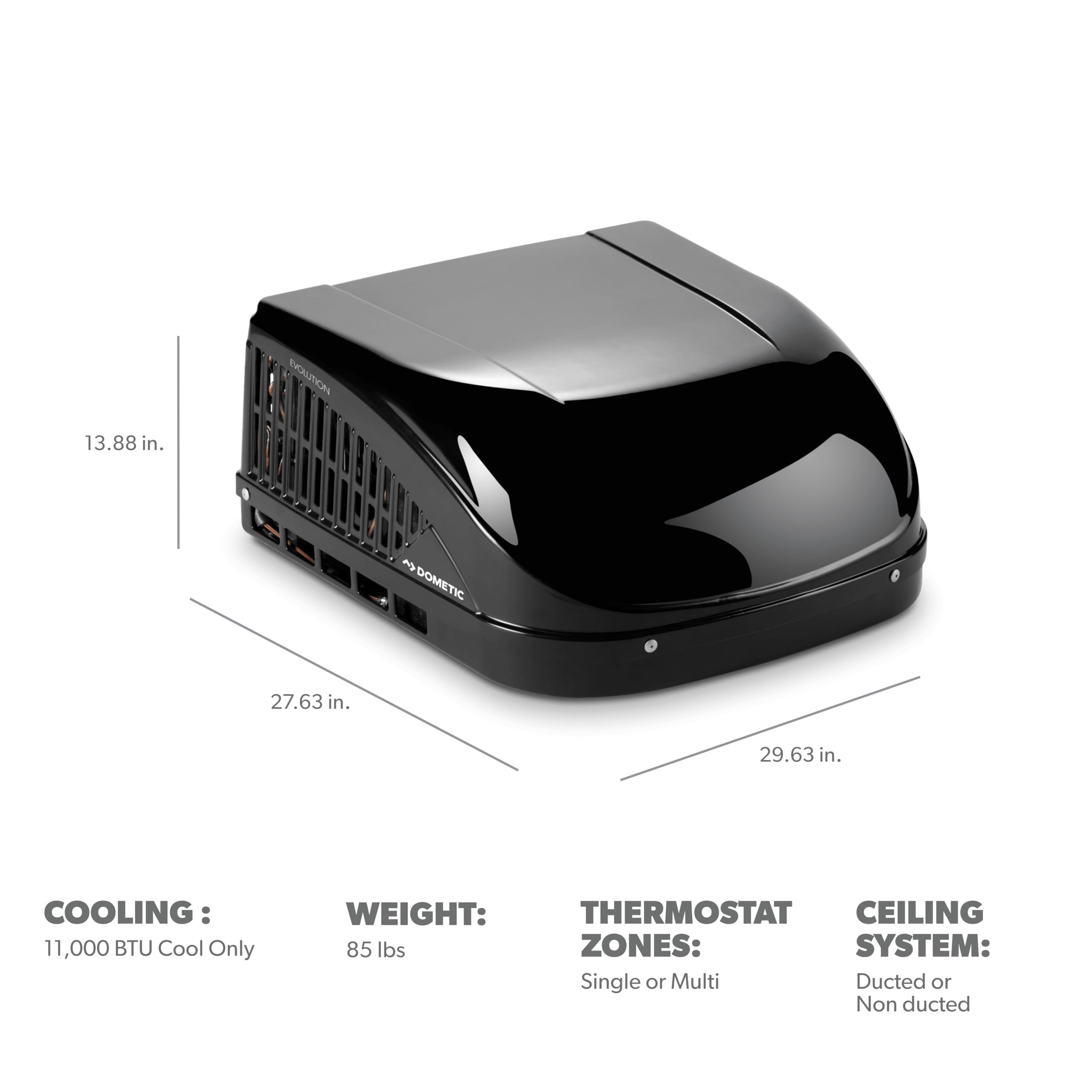 Dometic Brisk Ii Rooftop Air Conditioner - Standard Profile Ac With Efficient Cool Air Output -11K Btu Unit With Quiet Blower For Rv, Van, And Camper (Brisk Black 11K)