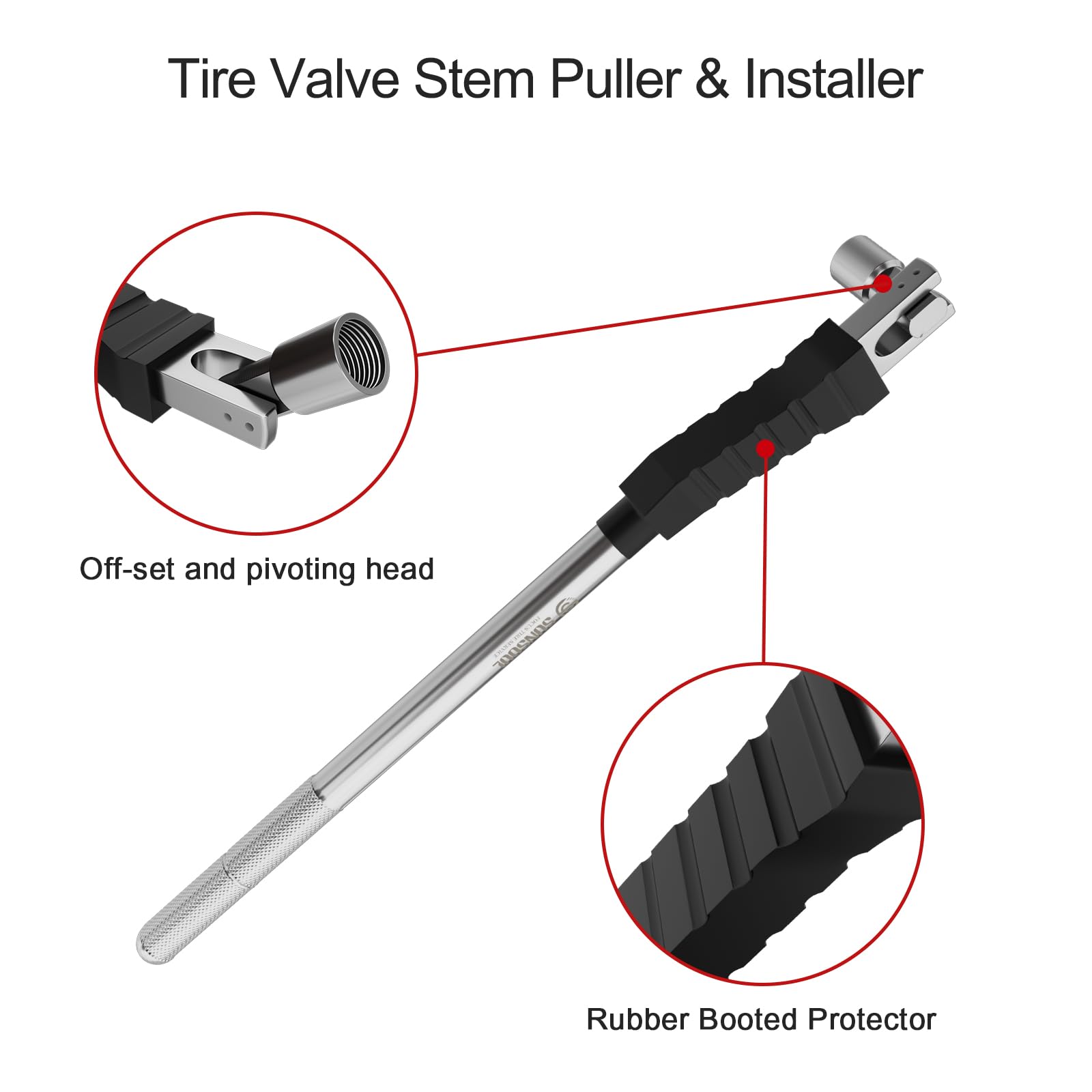 Sunsoul Tire Valve Stem Puller, Installer With Rubber Boot, Tire Valve Stem Removal Tool