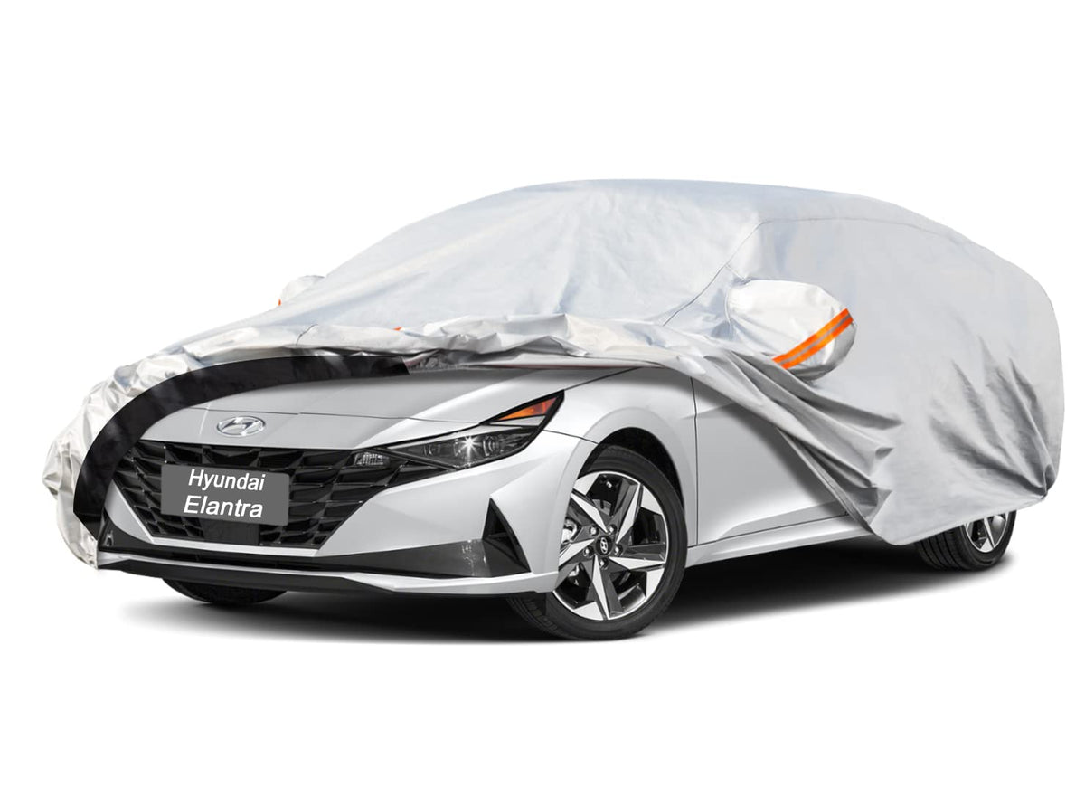 Gunhyi 6 Layer Car Cover Custom Fit Hyundai Elantra (1995-2025) Waterproof All Weather, Heavy Duty Outdoor Snow Sun Rain Uv Prot