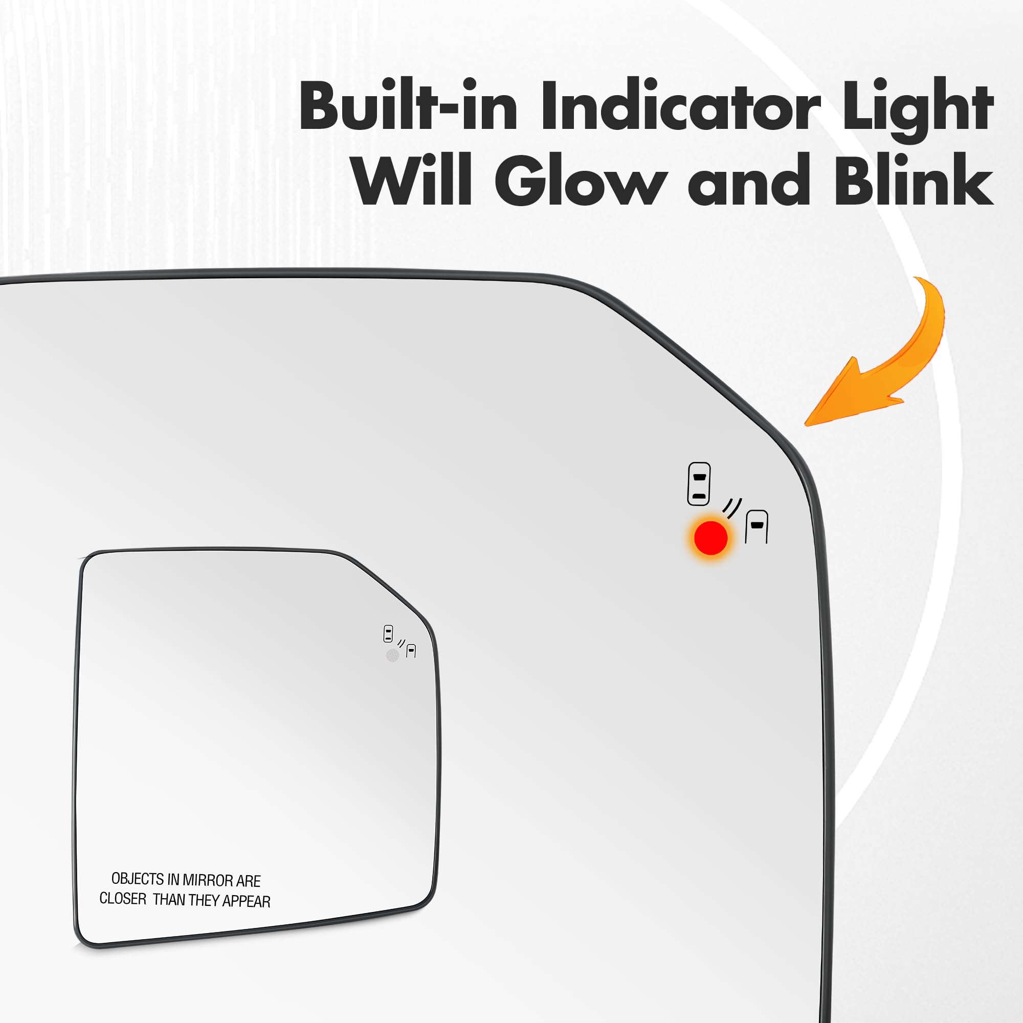 Snemeey Compatible With Ford F150 Passenger Side Mirror Glass 2015 2016 2017 2018 2019 2020 2021 - Right Side Ford F150 Raptor Mirror Replacement Glass, With Blind Spot Detection, Fl3Z-17K707-D