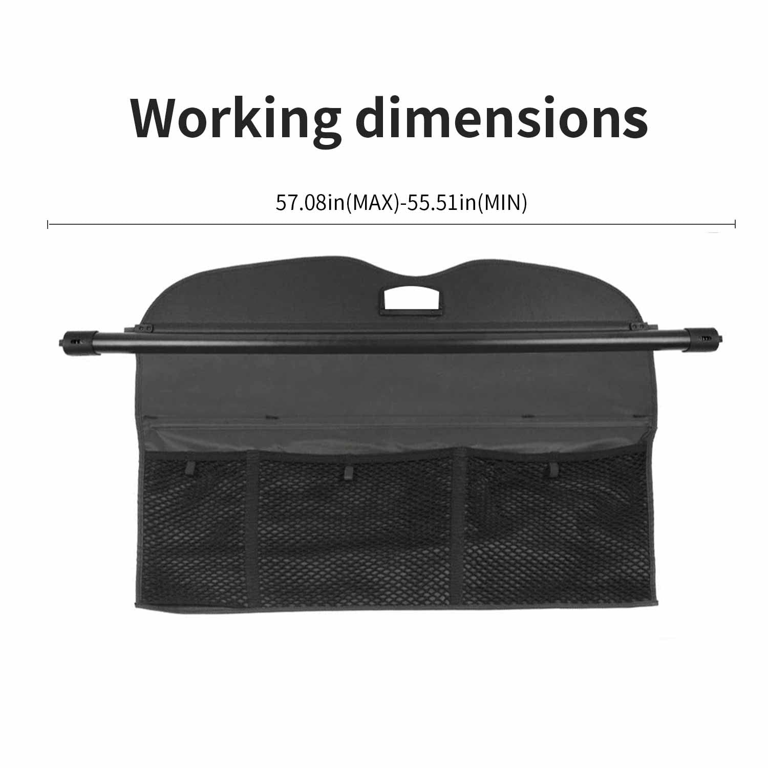 Boparauto Cargo Cover For Jeep Grand Cherokee Accessories With Mesh Organizer 2011-2020 2021 Rear Trunk Shade Cover(Not Fit For 2021 Winter-2022 For Grand Cherokee L )