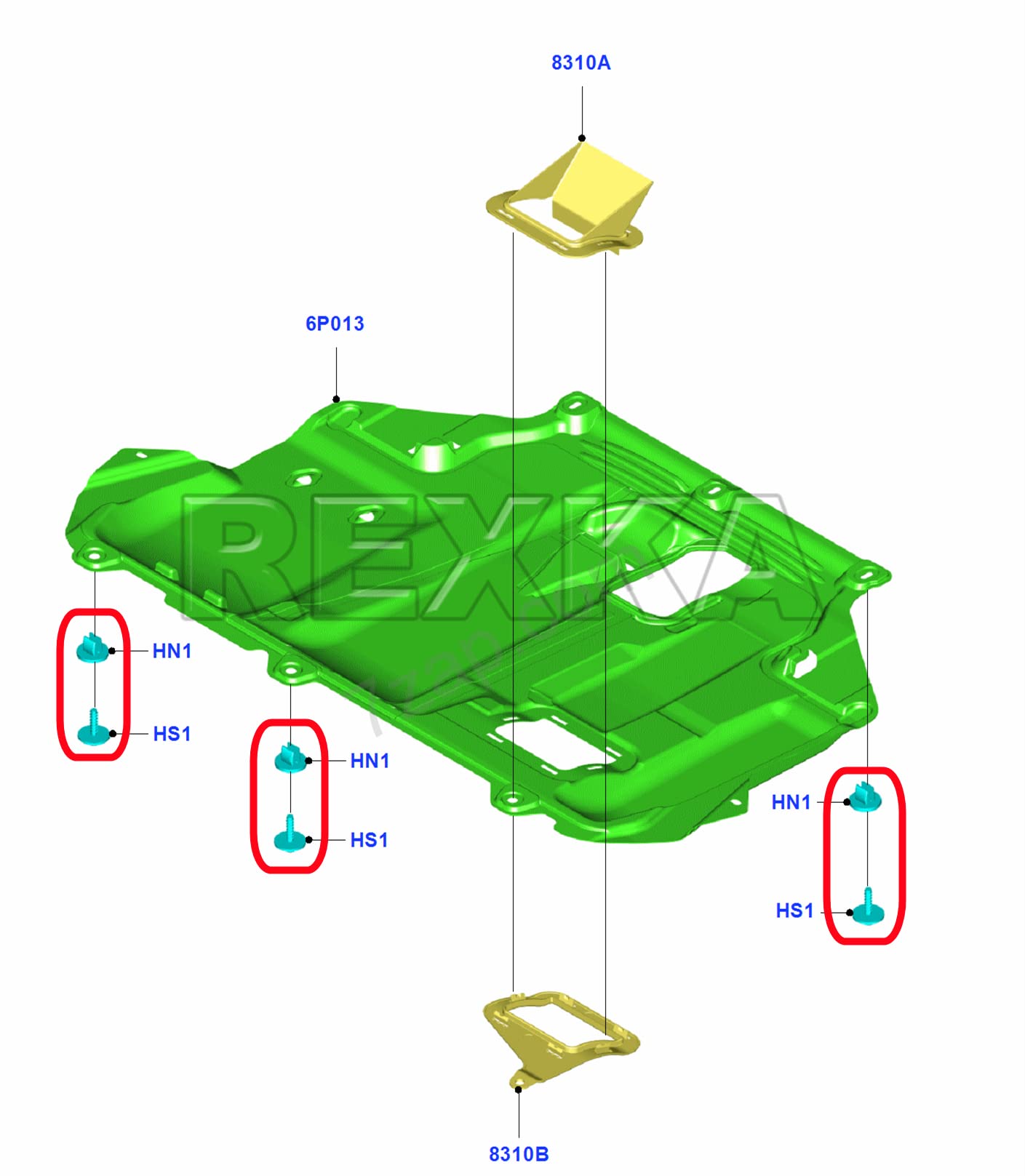 Rexka 20 Sets Engine Splash Shield Screws for Ford - T30 Torx Head Bolts and Grommets for Undertray Engine Fender Liner Deflecto
