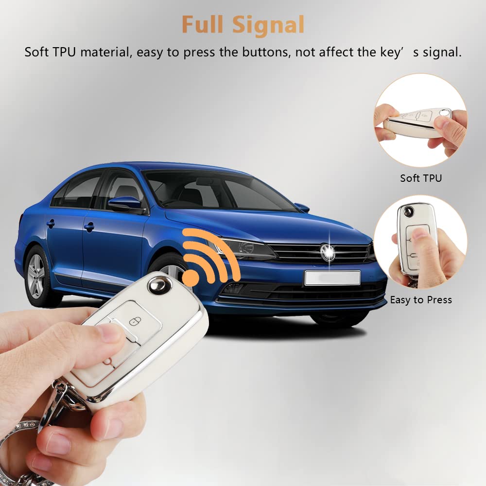 Pifoog Key Fob Cover For Volkswagen Vw Car Keychain Tiguan Jetta Beetle Passat Golf Gti Accessories Cute Tpu Smart Keys Case She