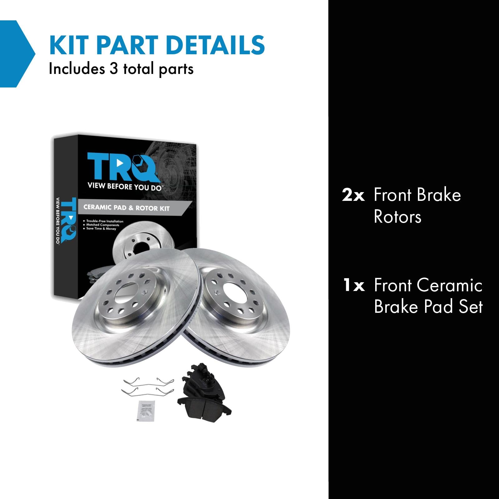 Trq Front Brake Pad & Rotor Kit Brake Pads Brake Rotor Ceramic Compatible With 2013 Volkswagen Cc