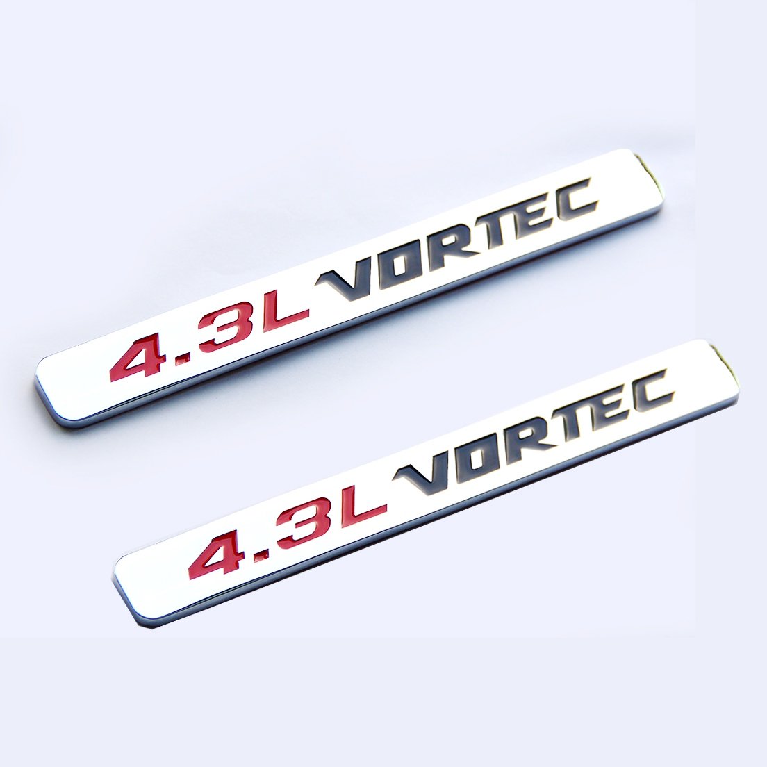 Yoaoo 2X Oem Black 4.3L Vortec Hood 4.3 L Emblems Engine Badge 3D Silverado Z71 Gmc Sierra Chrome Red