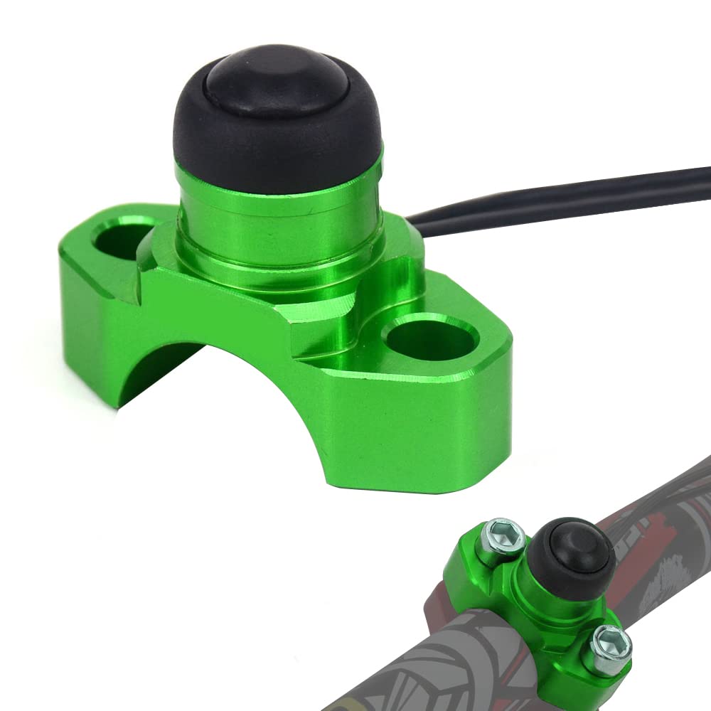 Jfg Racing Cnc Universal Motorcycle Engine Stop Start Kill Switch Button With Mounting Backplate For Kx250 Kx450F Klx110 - Green