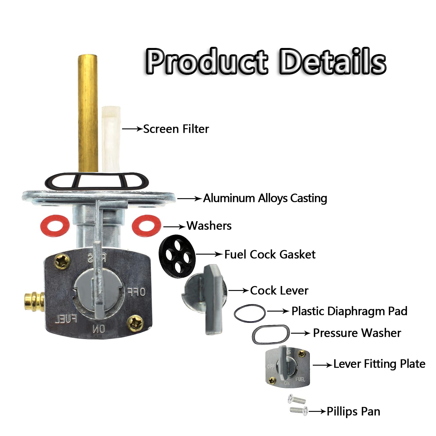 Riyitauto Fuel Vavle Petcock Shut Off Tank Switch Fits For Yamaha Ttr 90 125 225 230 250 Pw80 Timberwolf Bear Tracker 250 Big Bear 250 350 400 Warrior 350 Kawasaki Suzuki Quadsport 400