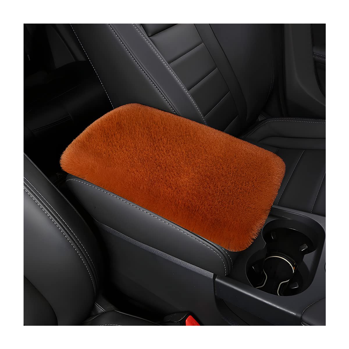 Fluffy Car Armrest Cover, Universal Car Center Console Pad, Car Armrest Seat Box Cover Decor Accessories For Women Men, Armrest Seat Box Cover Protector For Most Vehicle, Suv, Truck, Car (Brown)