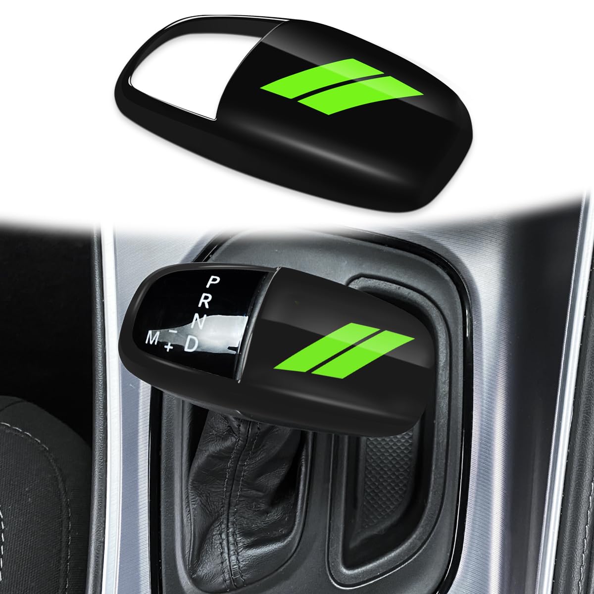 Auovo Gear Shift Knob Trim For Charger Accessories Challenger 2015-2023 / Durango 2016-2024 (Black-Green)