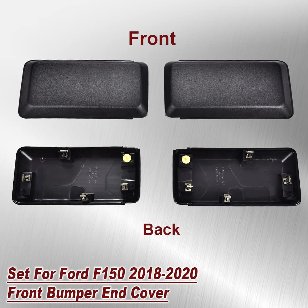PIT66 Front Bumper End Cover, Compatible with Ford F150 2018-2021 Bumper Guards Inserts Pads End Caps Cover Set Black
