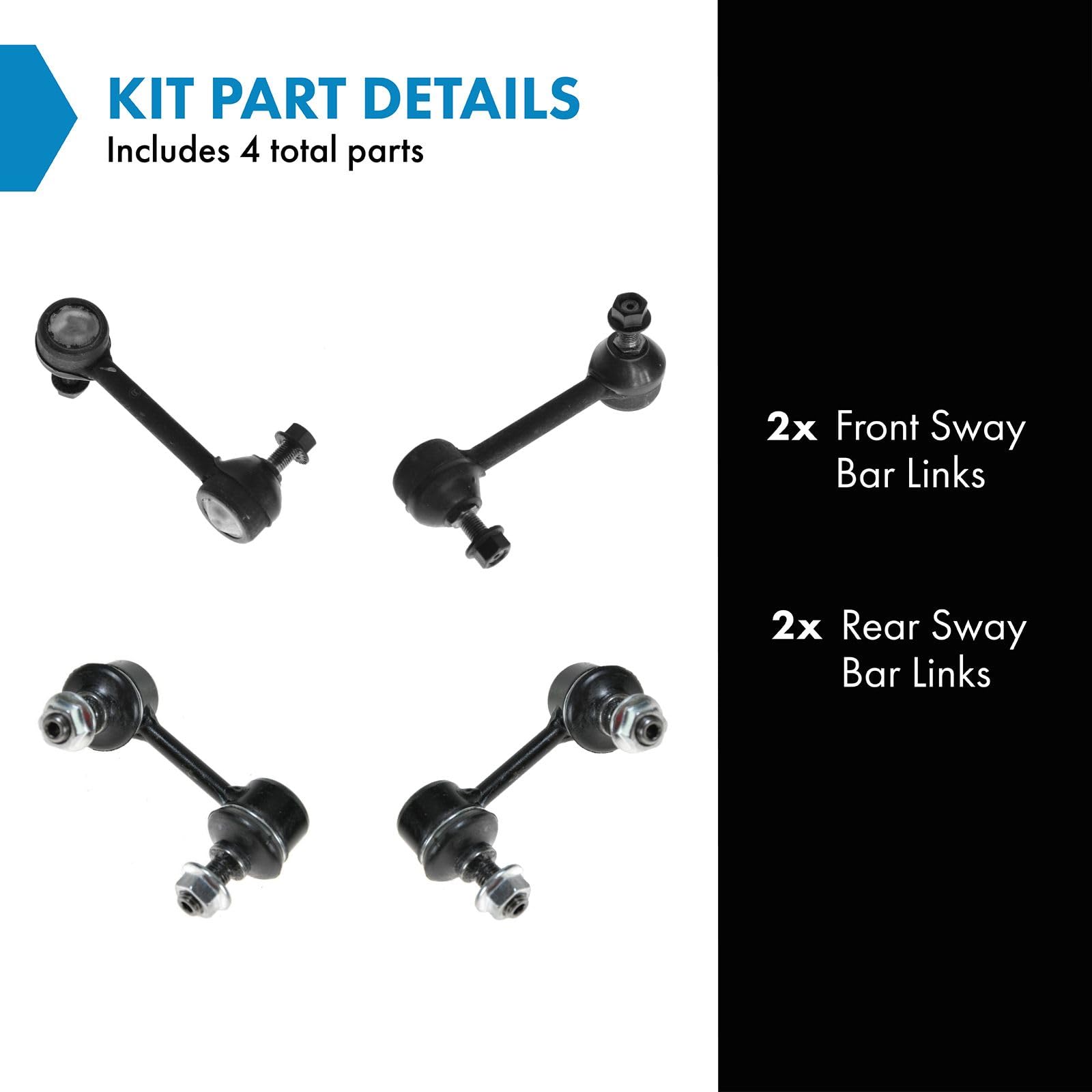 Trq Front & Rear Sway Bar Stabilizer Link Set Compatible With 2001-2003 Acura Cl 1999-2003 Tl 1998-2002 Honda Accord