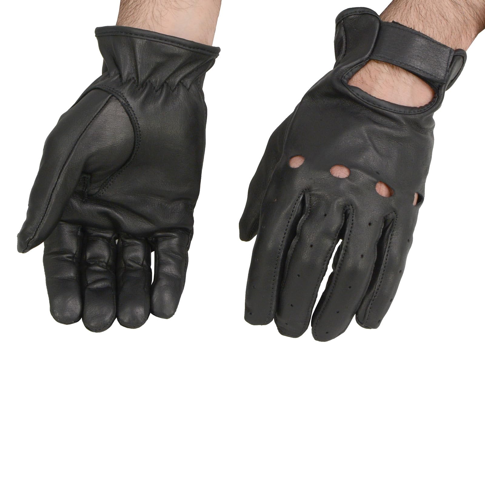 Milwaukee Leather Sh247 Men'S Black Leather Unlined Classic Style Driving Gloves - Large