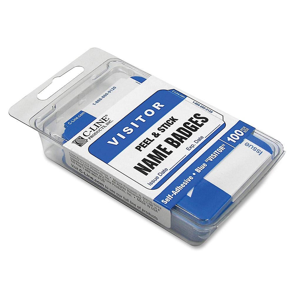 C-Line Self-Adhesive Name Badges, 2 X 3-1/2, Blue, 100/Box (92245)