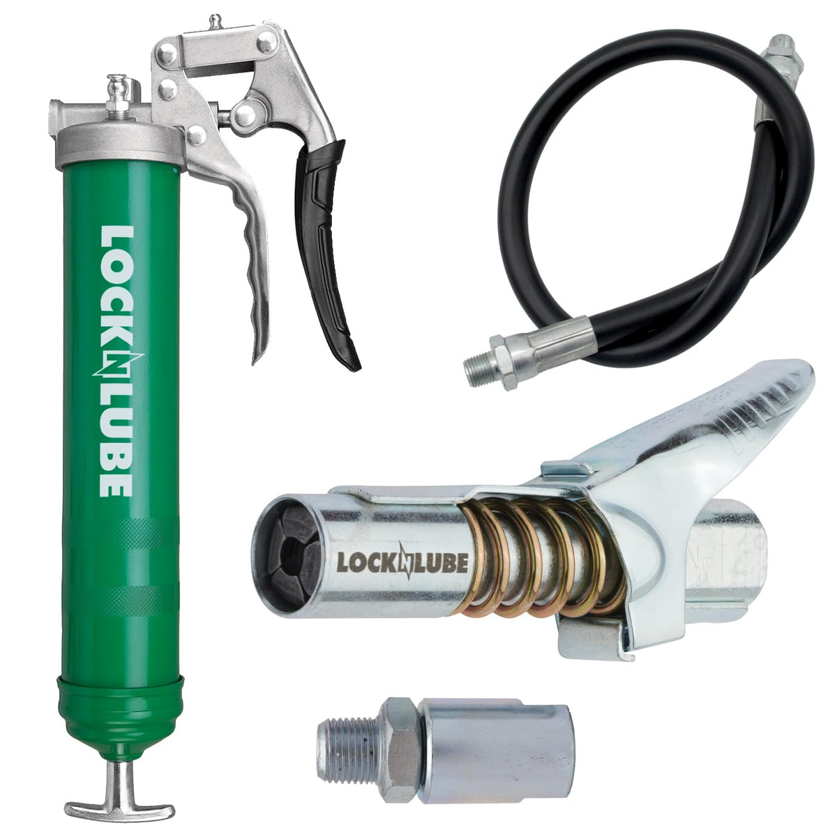Locknlube Heavy-Duty Pistol Grip Grease Gun (Red). Includes Our Patented Locknlube Grease Coupler (Locks On, Stays On, Won'T Lea
