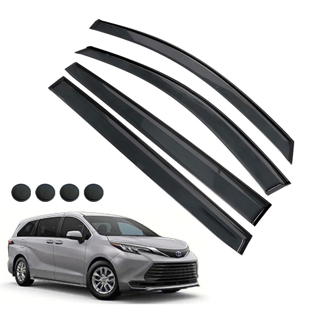 Rain Guards For Sienna 2021-2023, Tape-On Side Window Deflectors For Sienna, Window Visors For Cars, Car Accessories 4 Rain Guar