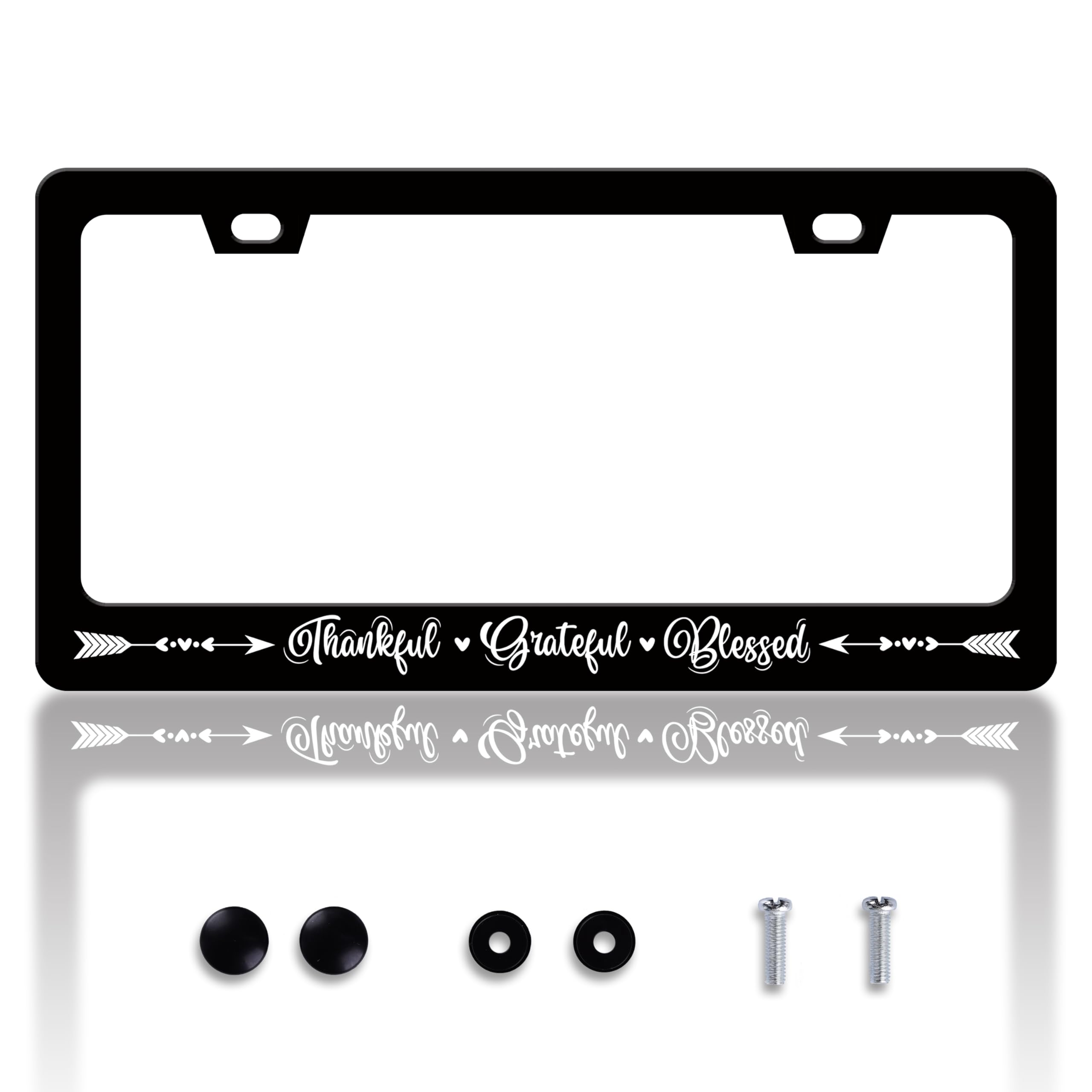 Thankful Grateful Blessed License Plate Frame Christianity License Plate Frames Personalise Stainless Steel Funny Design Compati