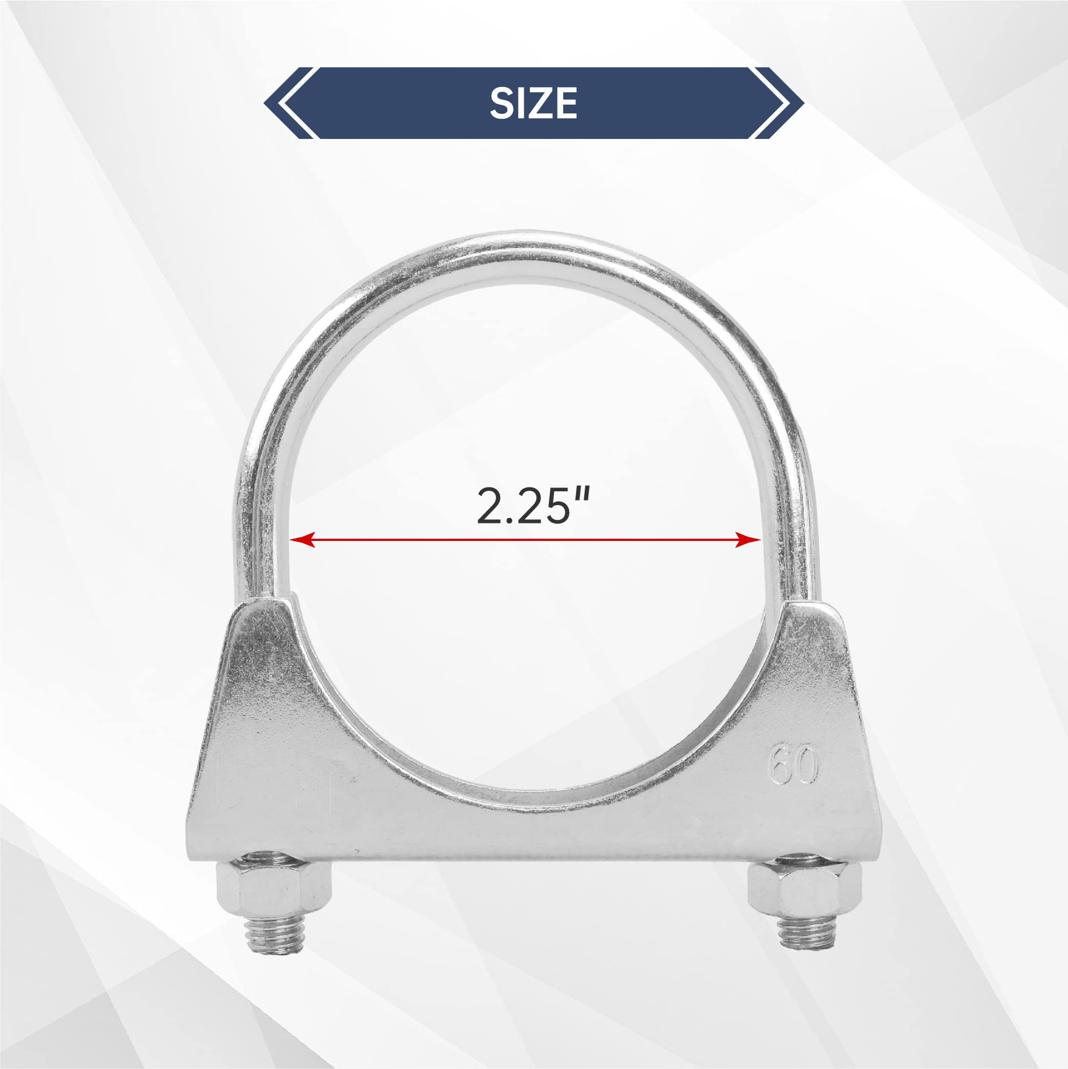 Batoneco 2.25'' U Bolt Clamp, Muffler Exhaust Clamps,2-1/4 Inch Saddle Style Heavy Duty Mild Steel(4-Pack)